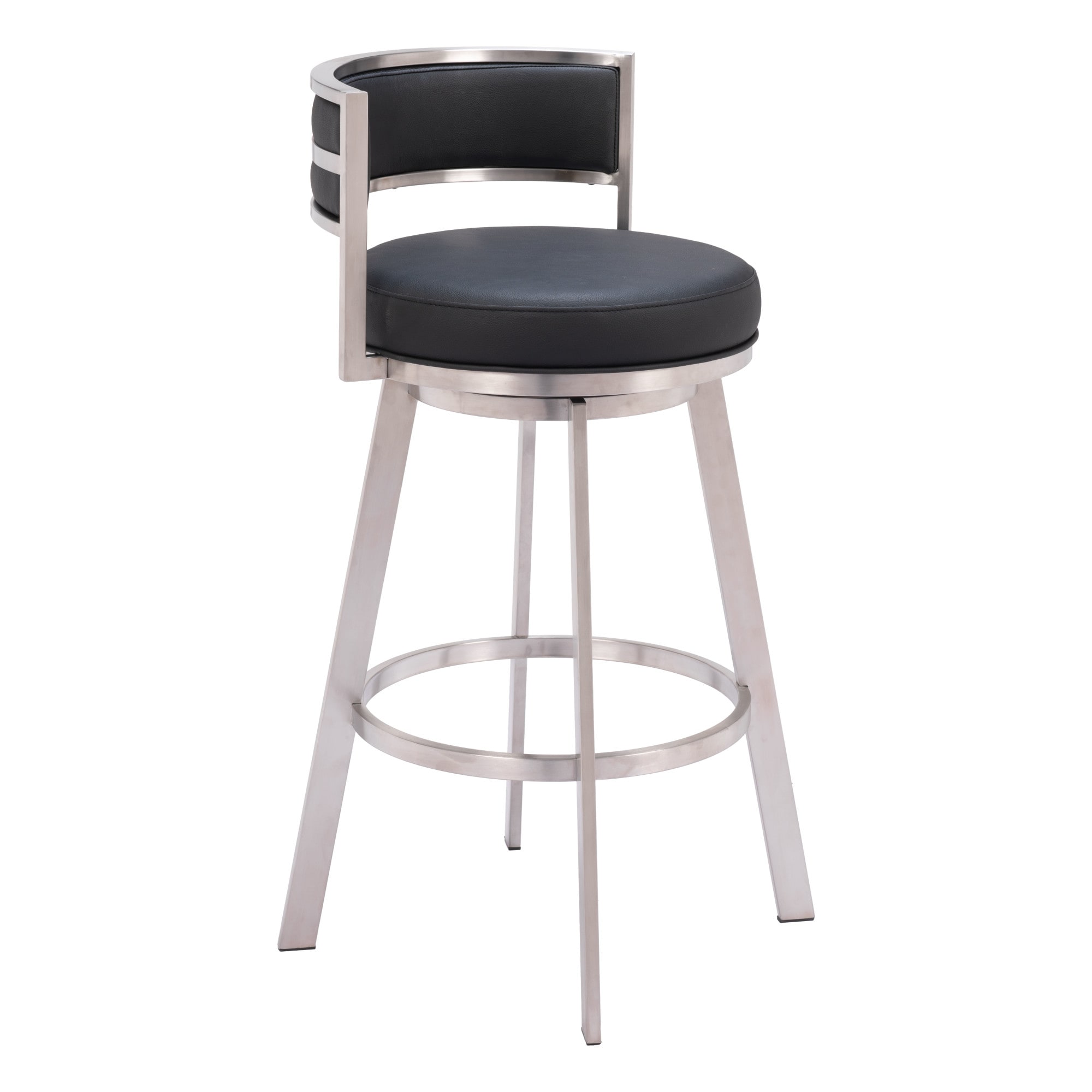 ZUO 110044 Black 30.5-in H Bar height (28-in to 33-in) Bucket Seat Upholstered Swivel Wood Back Bar Stool Back