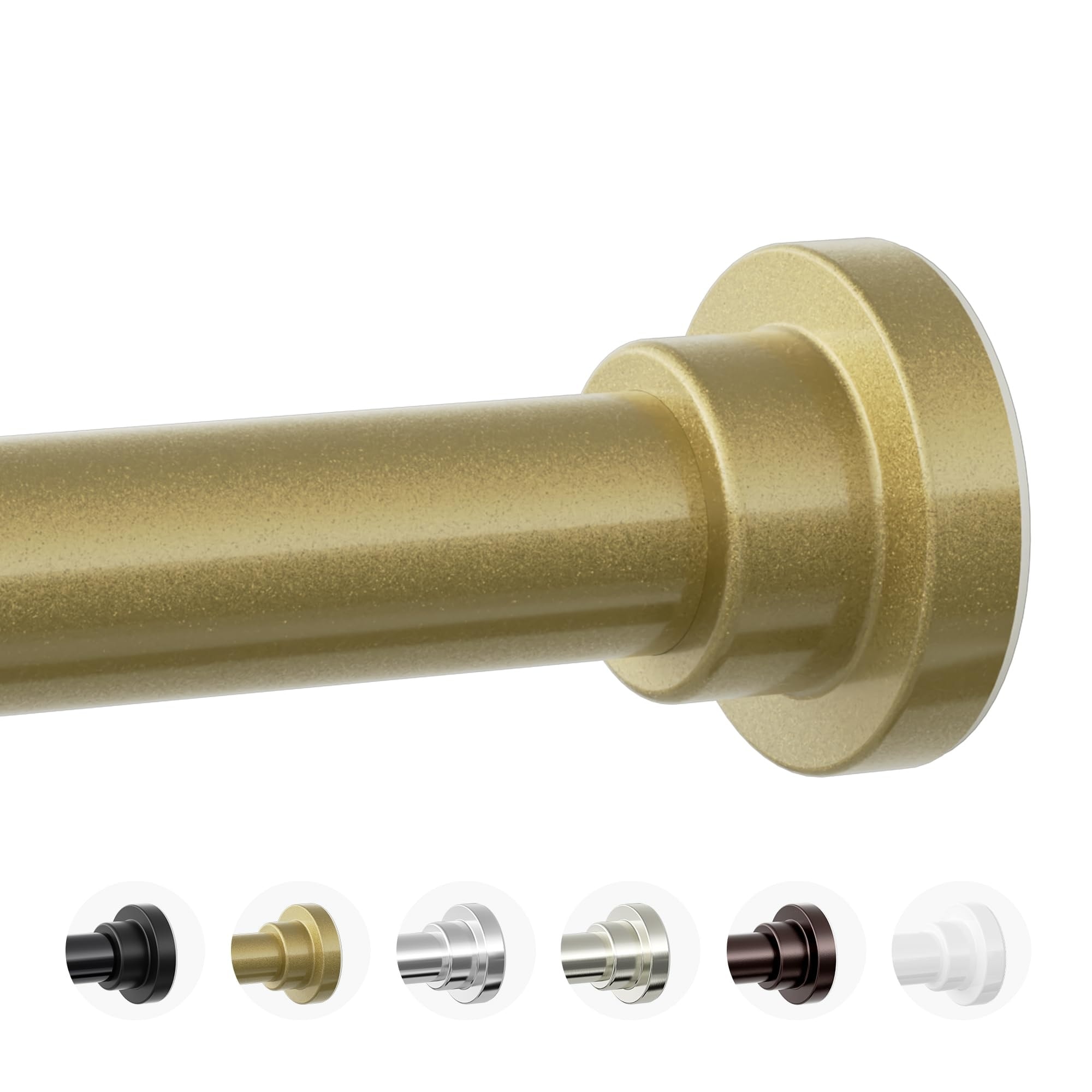 Wudkey 28-74 in. Adjustable Gold Stainless Steel Tension Shower Curtain Rod for Bathroom