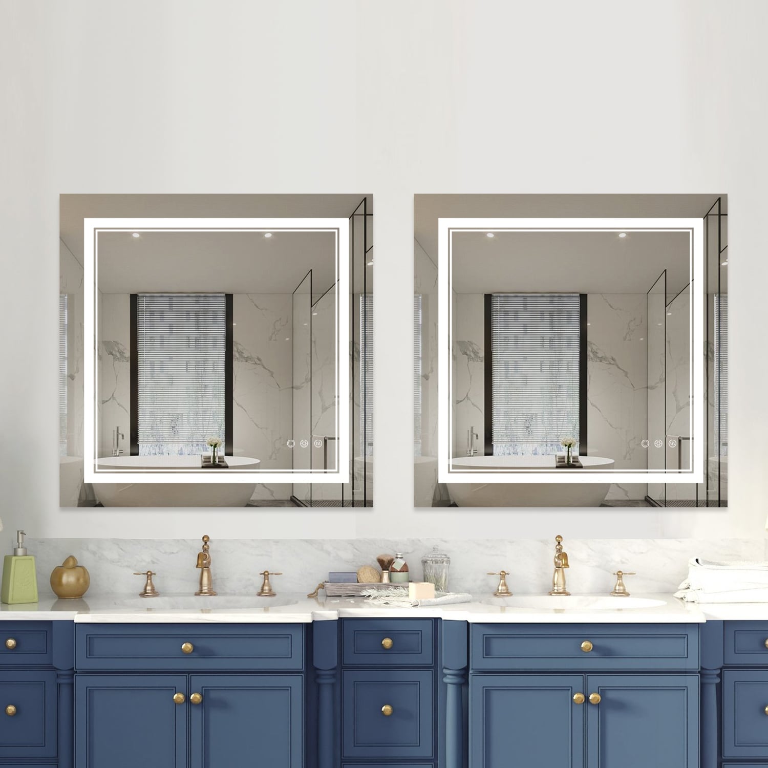 Maxax MXML01-99 VM 36-in x 36-in Polished Frameless Square Dimmable LED Lighted Fog Free Bathroom Vanity Mirror ( Matte Chrome )