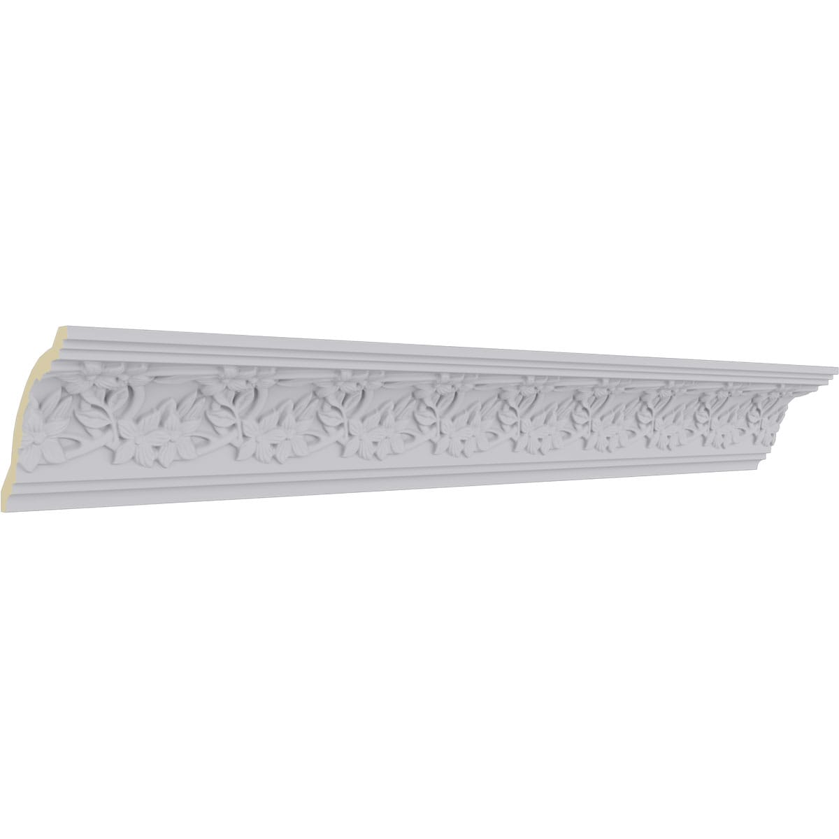 White Floral Polyurethane Crown Moulding, 94.5 inches