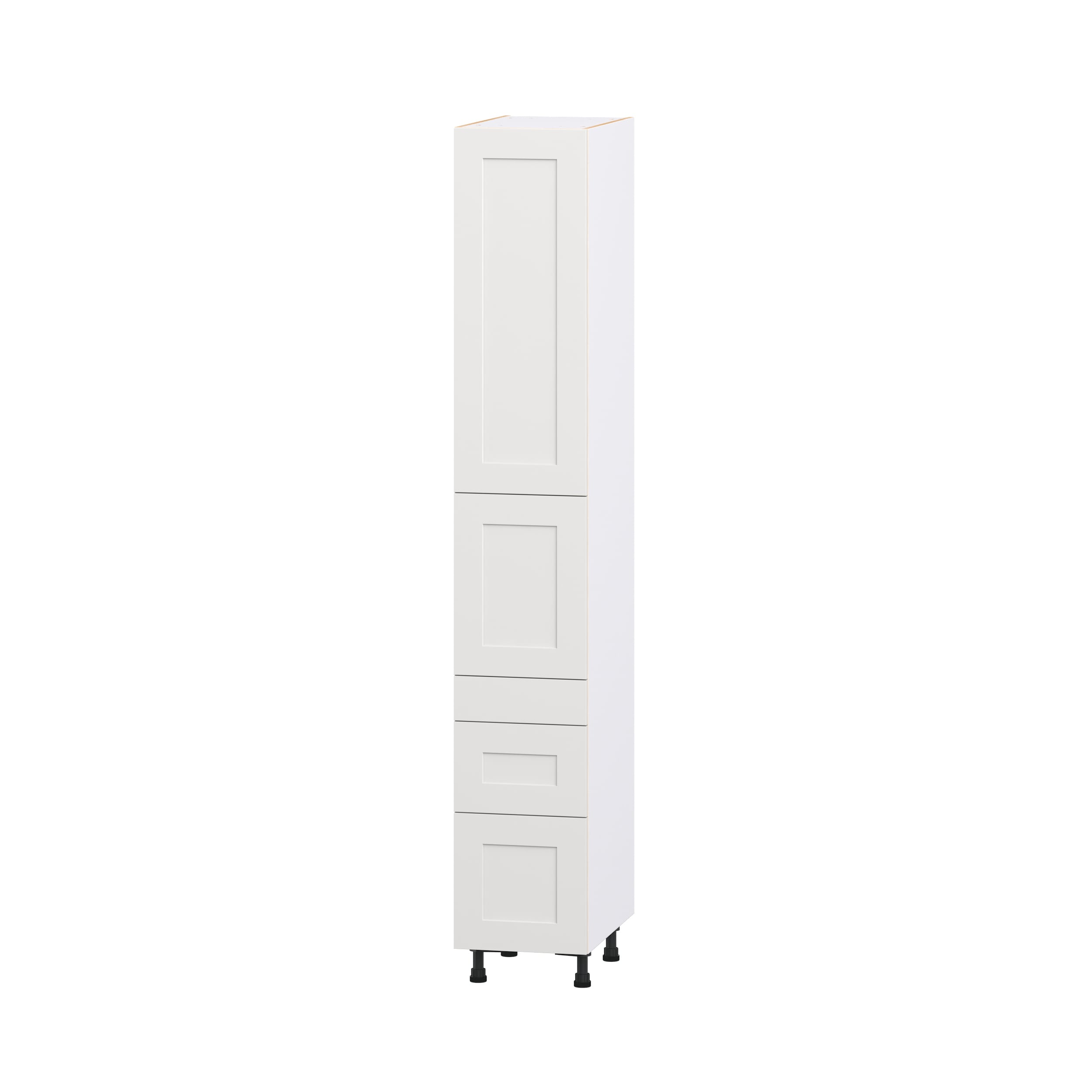 Hugo&Borg DST3D152494.5I2-JO Jolie 15-in W x 94.5-in H x 24.5-in D Warm White 5 -Drawers Pantry Fully assembled Cabinet Recessed Panel Shaker