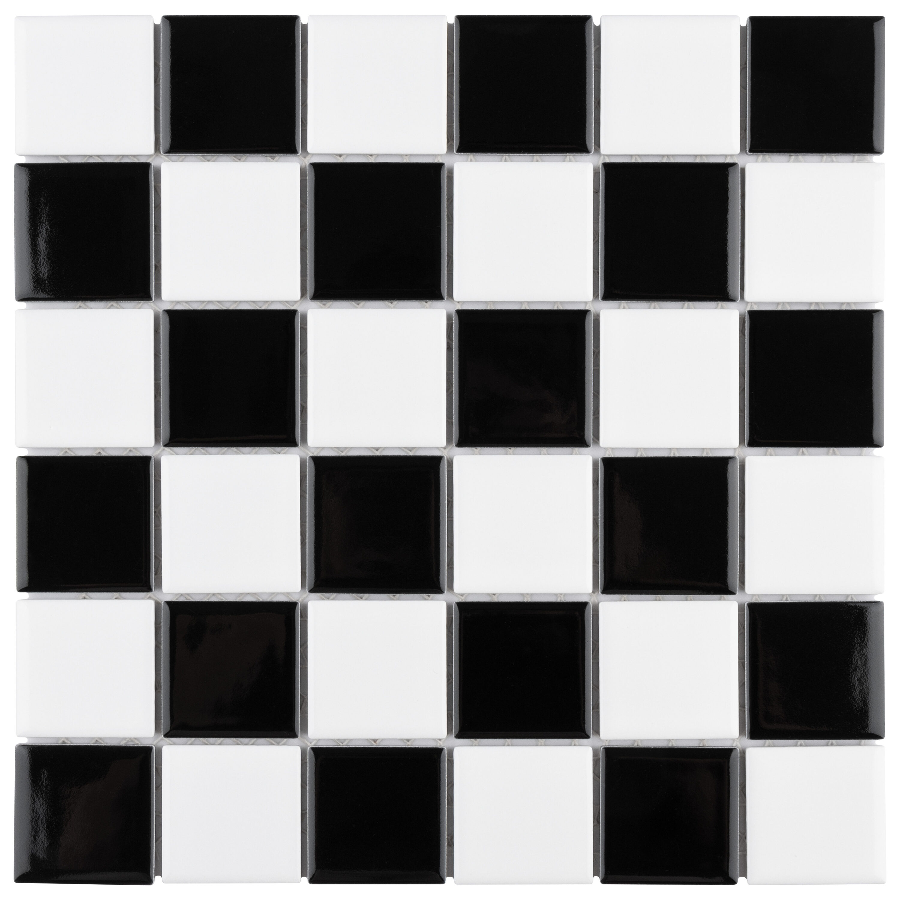 Affinity Tile Metro Quad Checkerboard Glossy Black and White 12-in x 12-in Glossy Porcelain Uniform Squares Patterned Floor and Wall Tile 9.8-sq -  FTCM2QCGBW