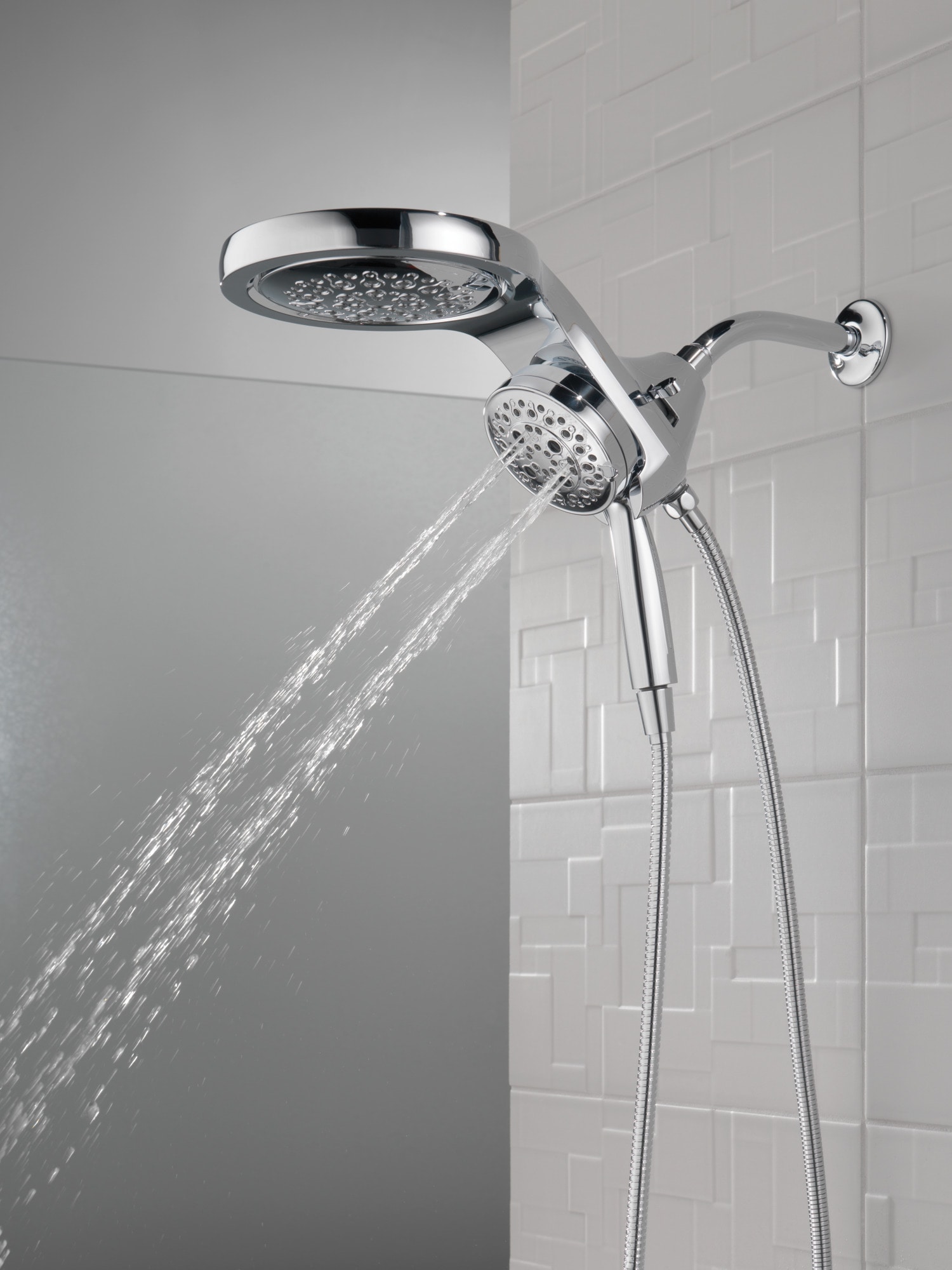 Chrome Dual Shower Head with Handheld and Rain Spray