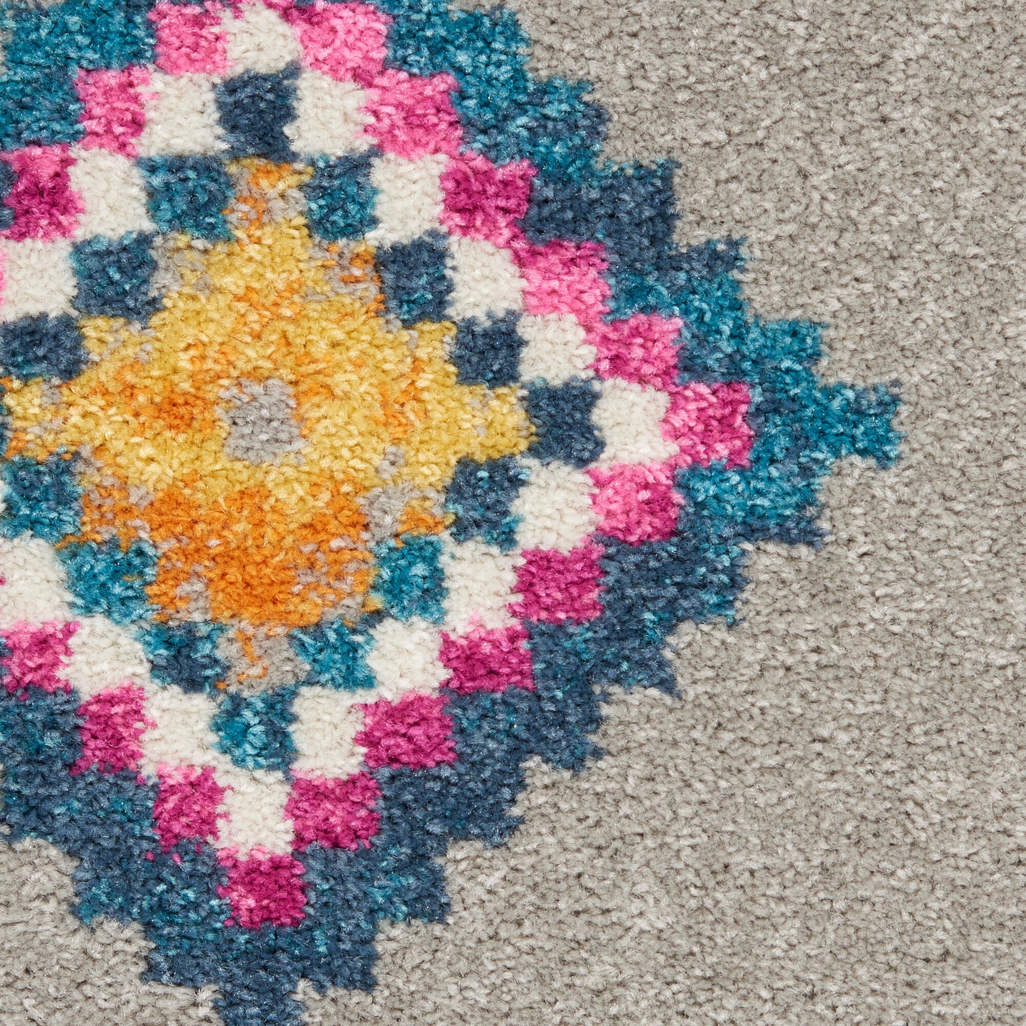 Grey and Multicolor Geometric Synthetic 6'7" x 9'6" Area Rug