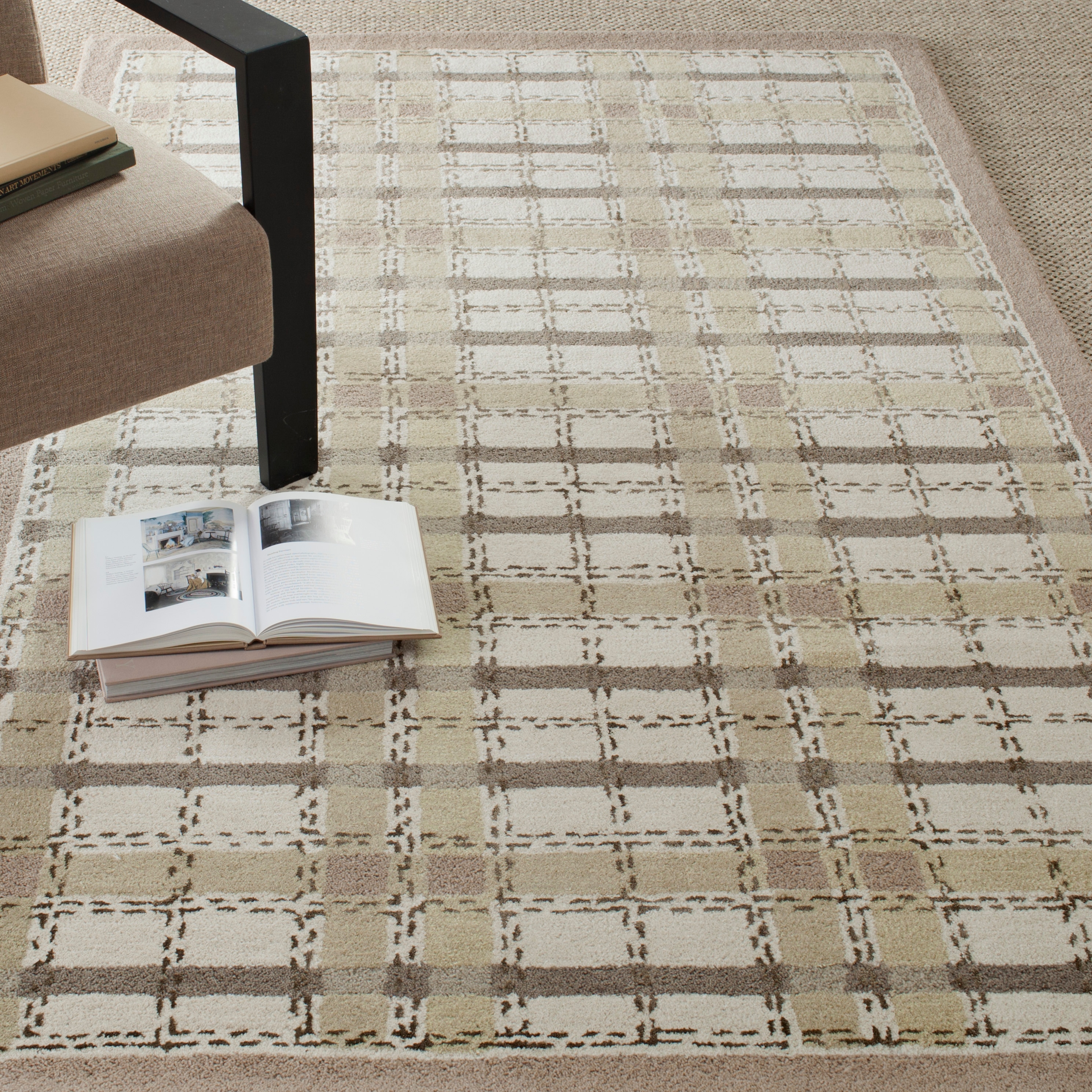 Sharkey Gray Hand Tufted Wool & Viscose Plaid Area Rug 5' x 8'