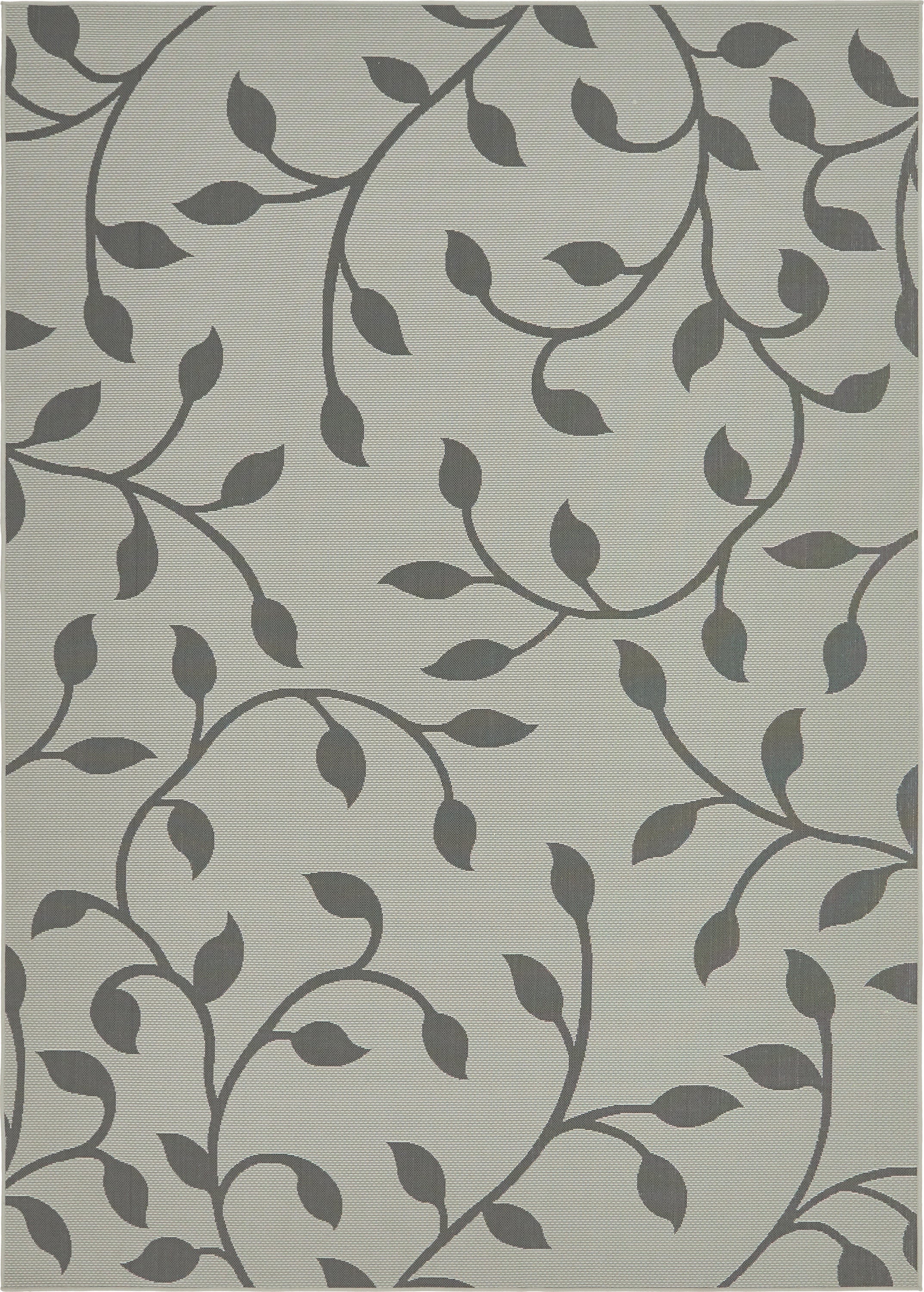 Unique Loom 3140603 Botanical Outdoor 8 x 11 (ft) Loomed Polypropylene Gray/Dark Gray Rectangular Indoor/Outdoor Floral/Botanical Bohemian/Eclectic Area rug