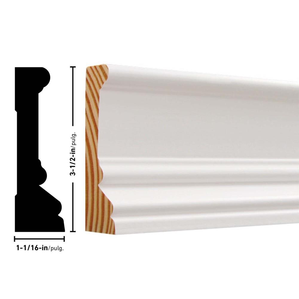 Empire Moulding & Millwork 1-1/16-in x 3-1/2-in 3-1/2-in x 16-ft Primed ...