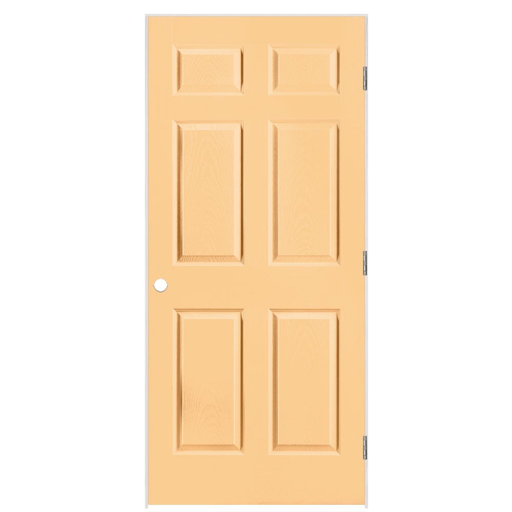 Masonite 1316975 36-in x 80-in Marigold Solid core 6-panel Right hand Textured Prefinished Molded composite Flat Jamb Single Prehung Interior Door