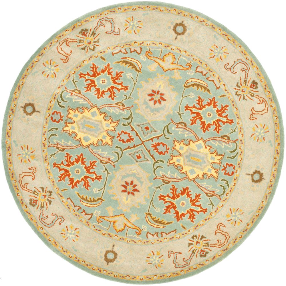 Elegant Ivory Heritage 6' Round Hand-Tufted Wool Rug