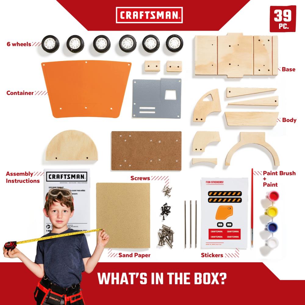 CRAFTSMAN Kids Tool Box Craft Kit - Build & Play with DIY Wood