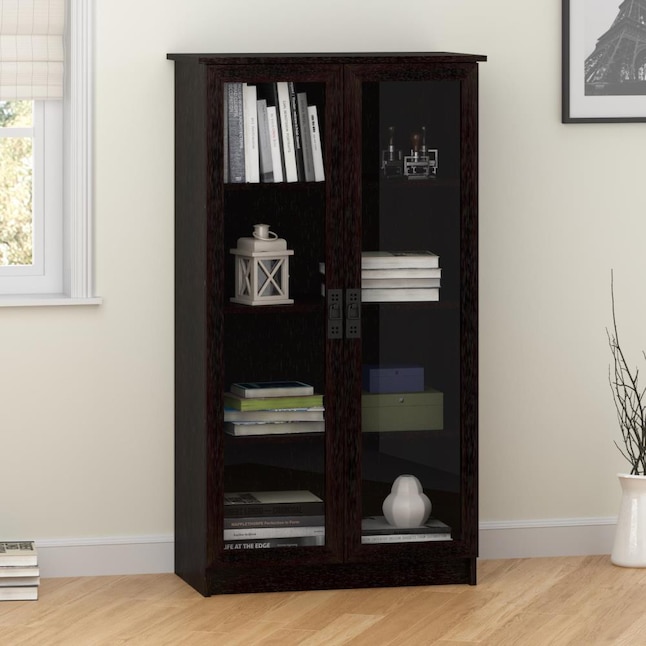 Ameriwood Home Quinton Point Black, Modular Bookcases With Glass Doors