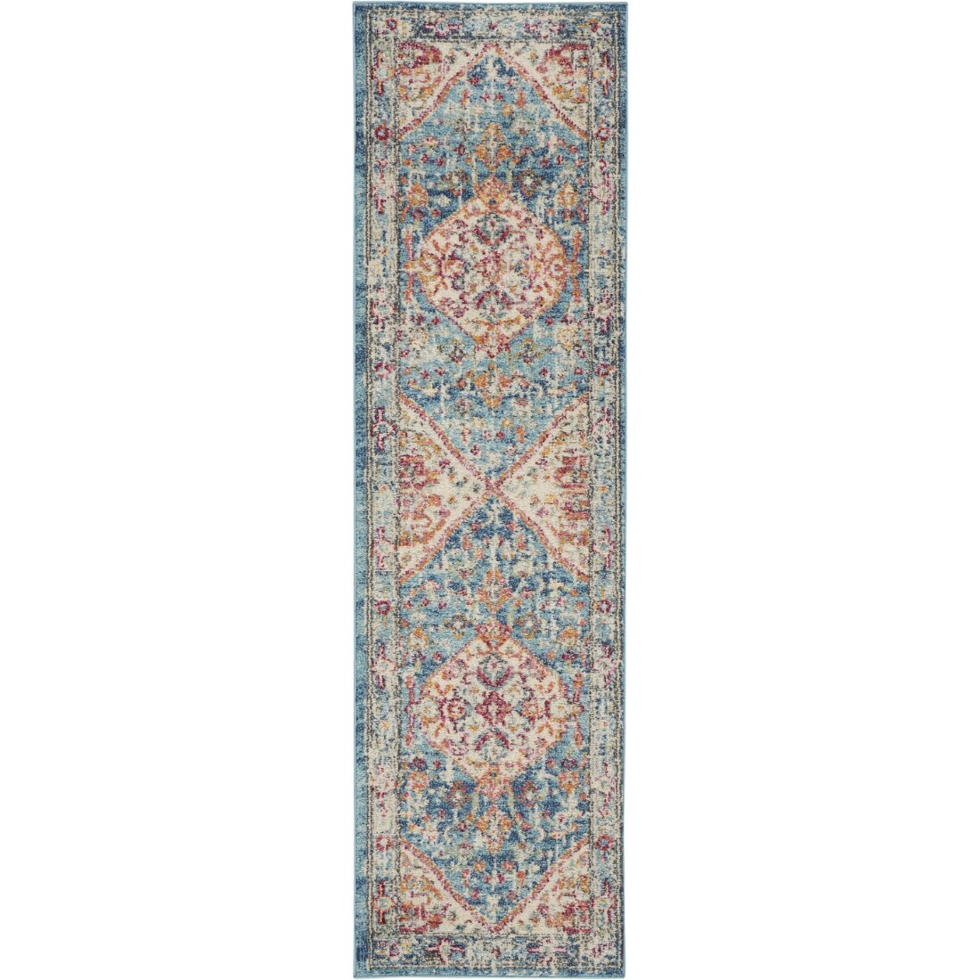HomeRoots 4000385547 2 x 8 (ft) Polypropylene Ivory Light Blue Rectangular Indoor Runner rug