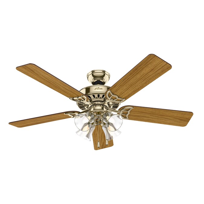 Hunter 52 In Studio Series Bright Brass The Ceiling Fans Department At Com - Polished Brass Ceiling Fan Light