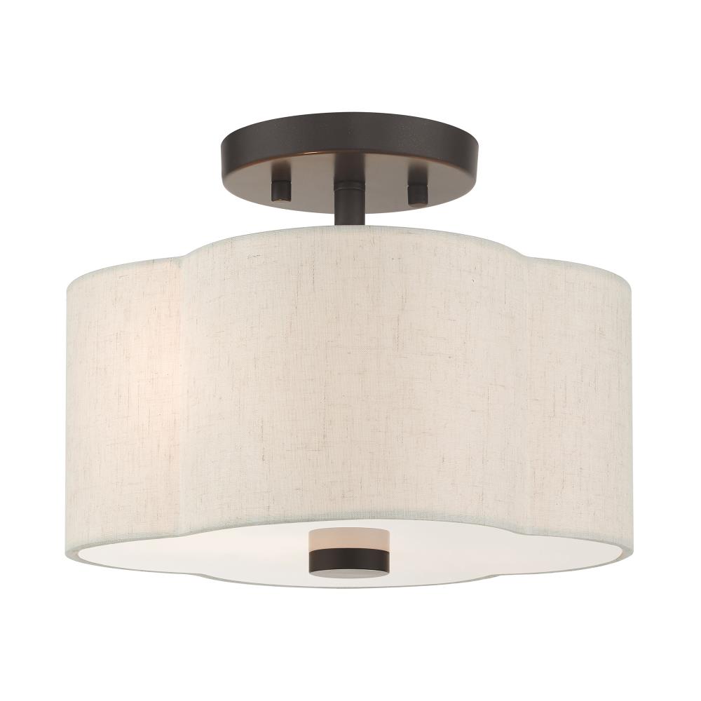 Livex Lighting 58061-92 Solstice 2 -Light 11-in Matte Bronze Semi Flush Mount Light
