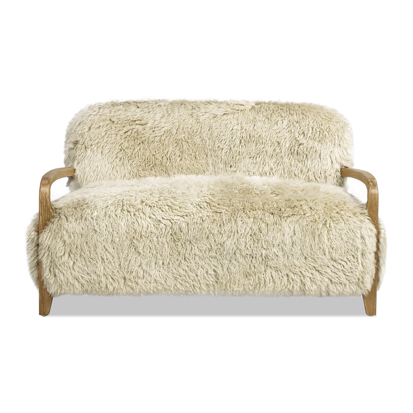 Jennifer Taylor Home LMSN-2-60490 Enchante 52.5-in Rustic Taupe Beige Sheepskin Fur Wool 2 -seater Loveseat