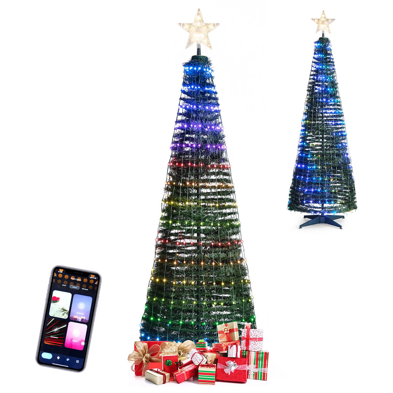 Costway CSHY001245 6.2 FT Pop-up Lighted Christmas Tree Pre-Lit Xmas Tree With 282 RGB LED Lights