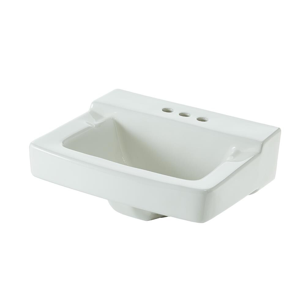 Project Source Vitreous China Wallmount Square White Bathroom Sink (19