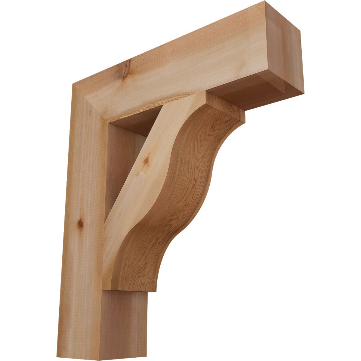 Ekena Millwork BKT06X24X28FST05SWR Funston Block Smooth 5-1/2-in x 24-in x 28-in Western red cedar Brown Wood Standard bracket