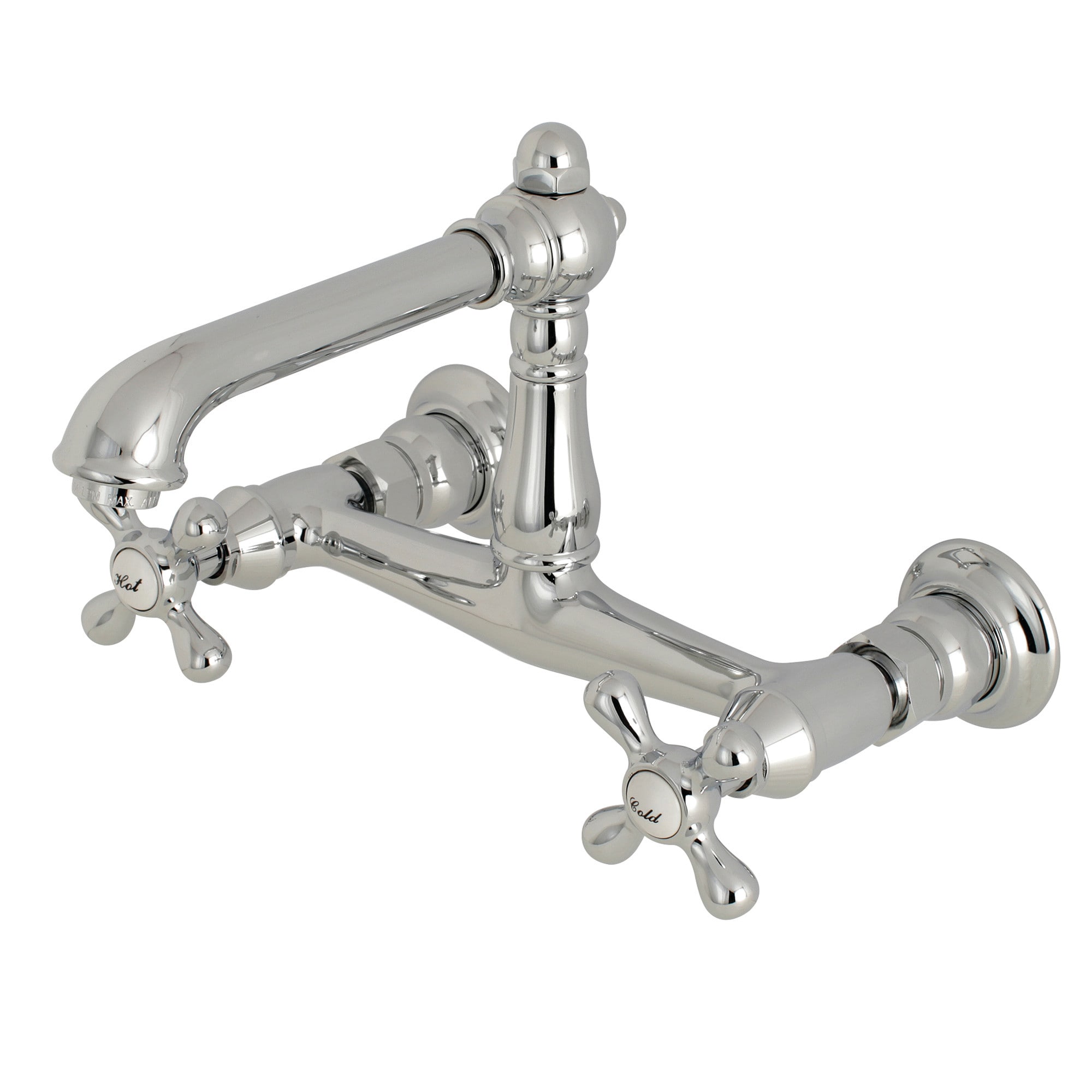 Kingston Brass WLKS7241AX English Country Polished chrome Wall-mount 2-handle Mid-arc Residential Handle Bathroom Sink Faucet