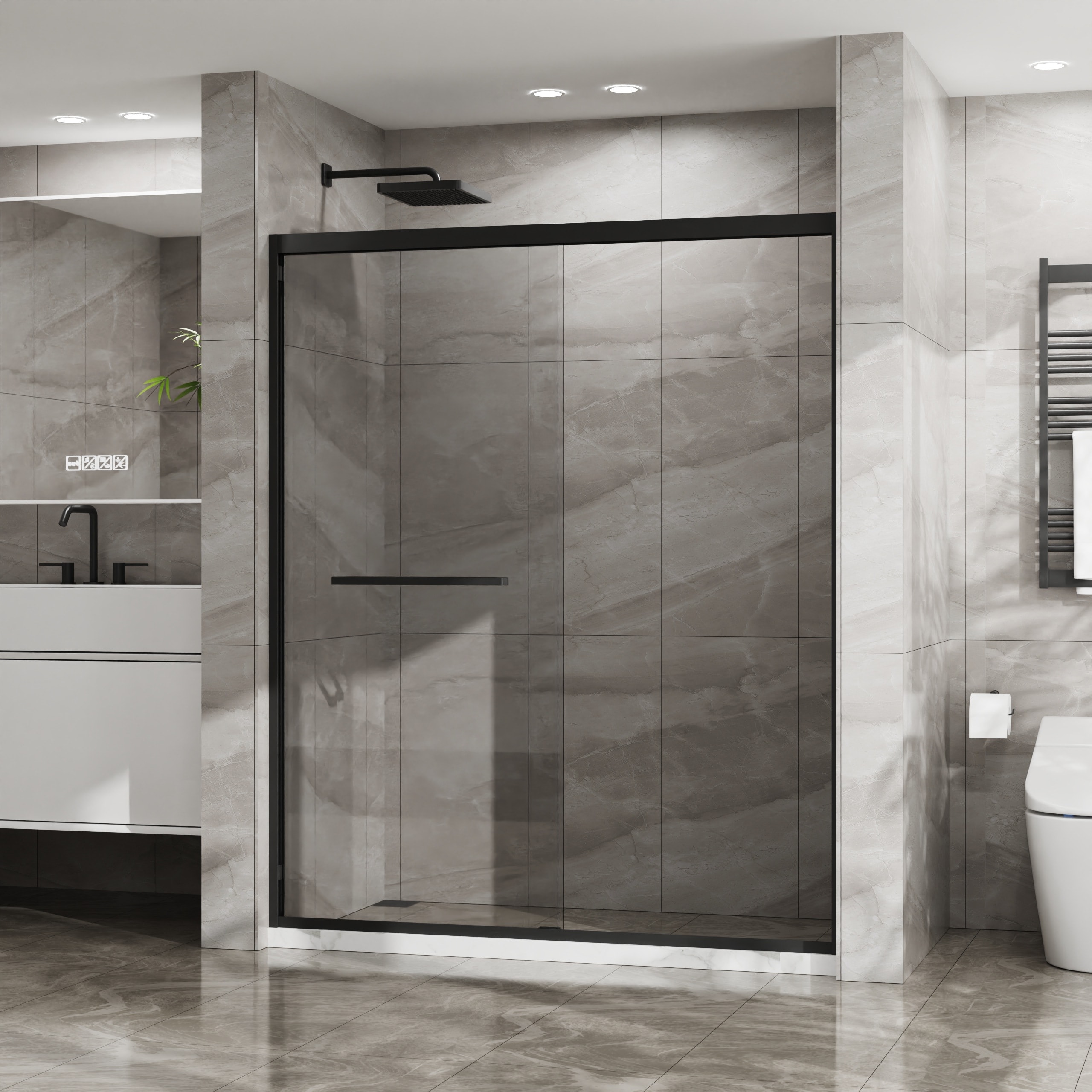 Dexmalle Double Sliding Glass Shower Door 60 in. W x 72 in. H