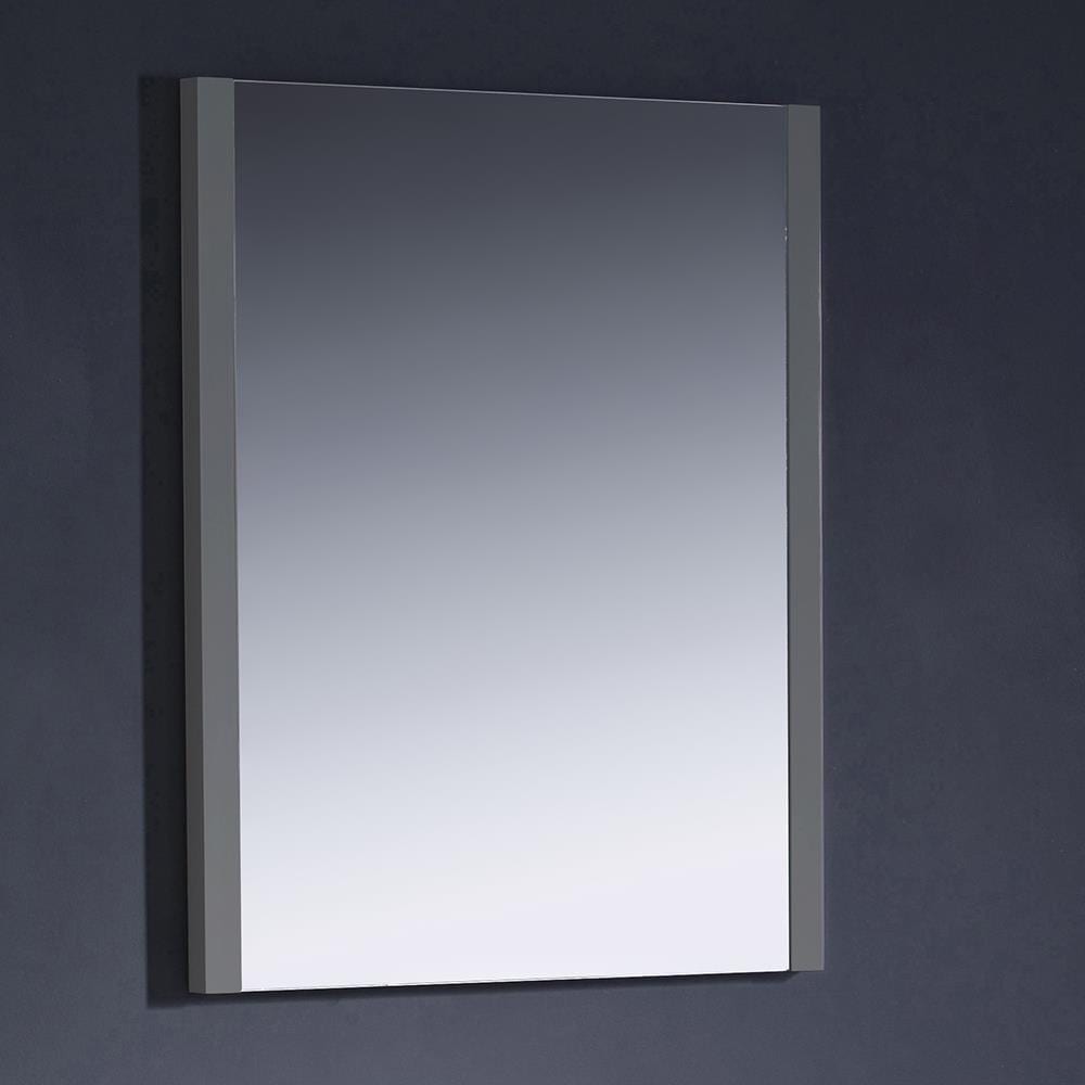 Sleek 25.5" x 31.5" Modern Gray Wood Frameless Bathroom Vanity Mirror