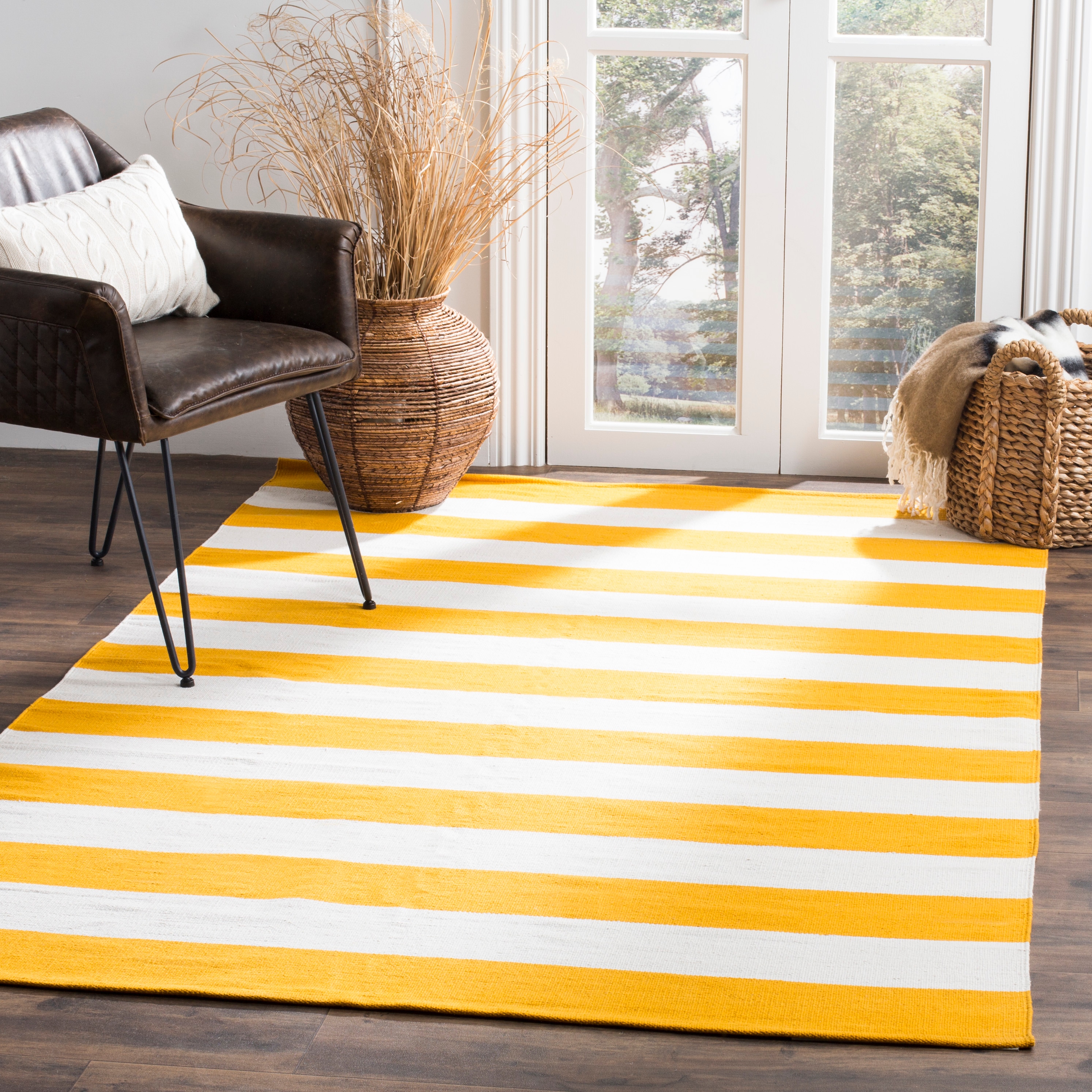 Safavieh Montauk Maslin 9 X 12 Yellow/Ivory Indoor Stripe Coastal