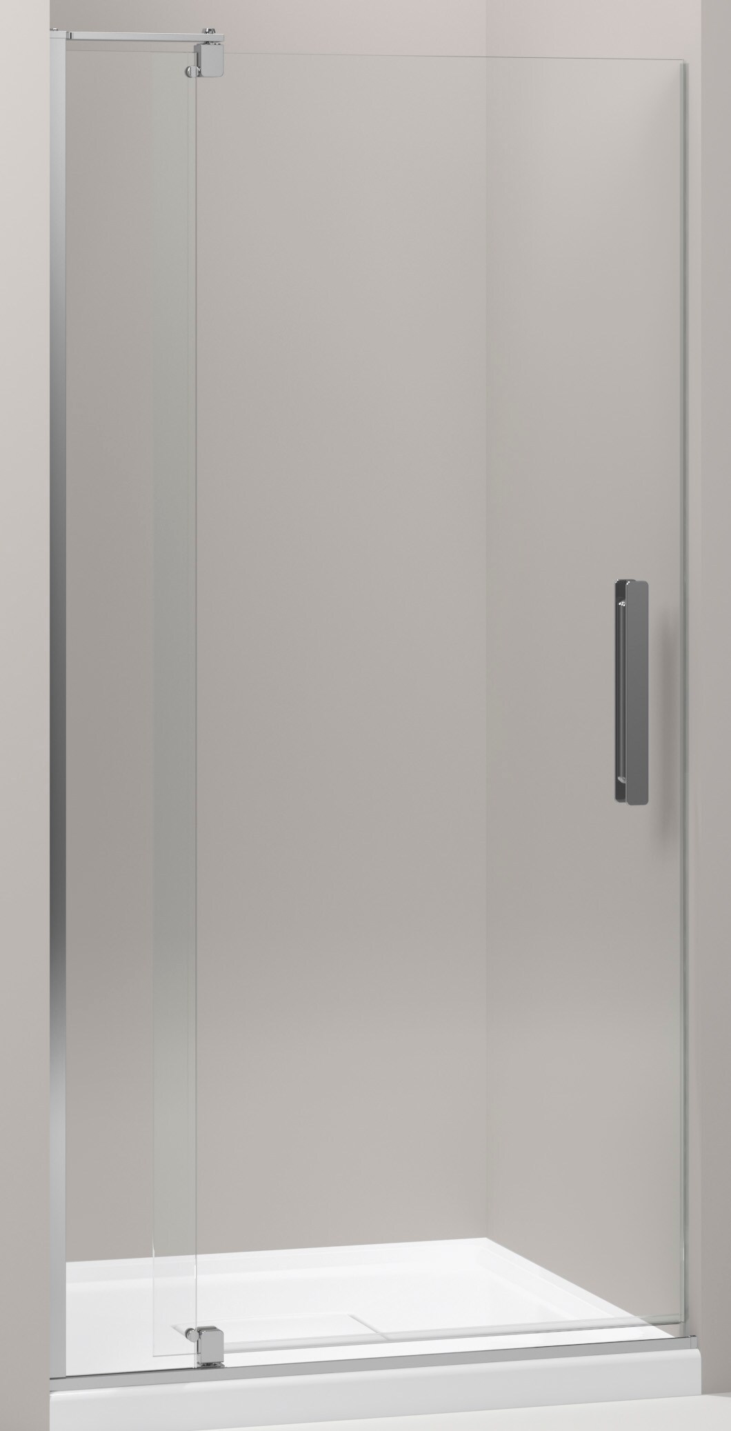 KOHLER Revel 31.125 in. W x 70 in. H Pivot Frameless Shower Door in Bright Polished Silver