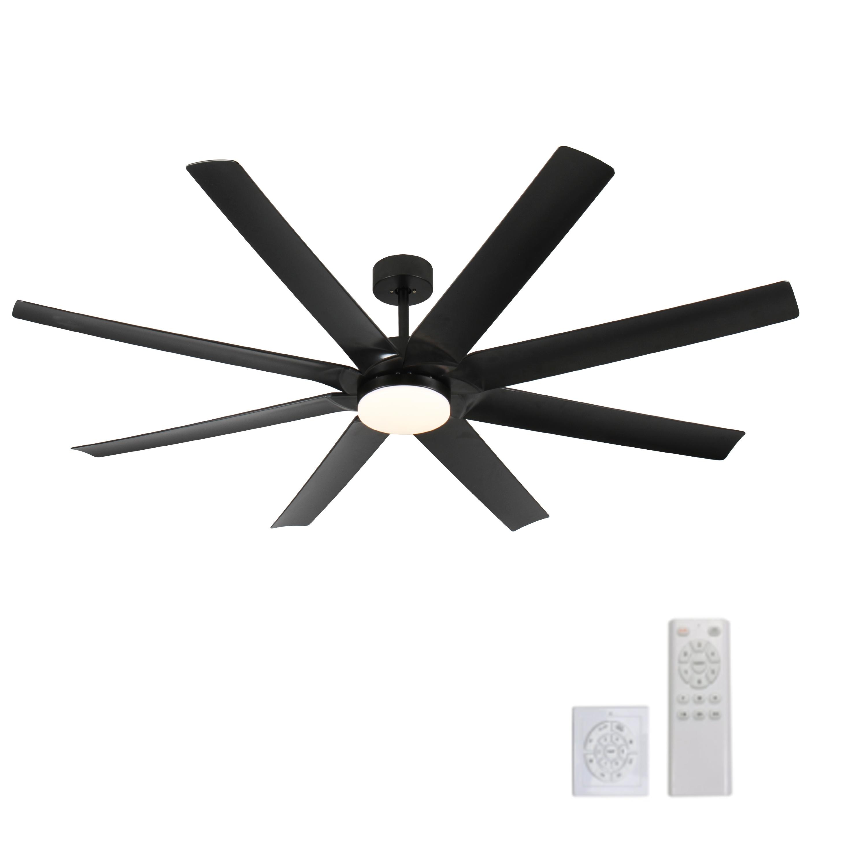 Bayfeve BFHC-16277-CF Adjustable Speed 72-in Color-Changing Integrated LED Outdoor Black with Matte Blades Ceiling Fan With Light - Remote Included ( 8 -Blade )