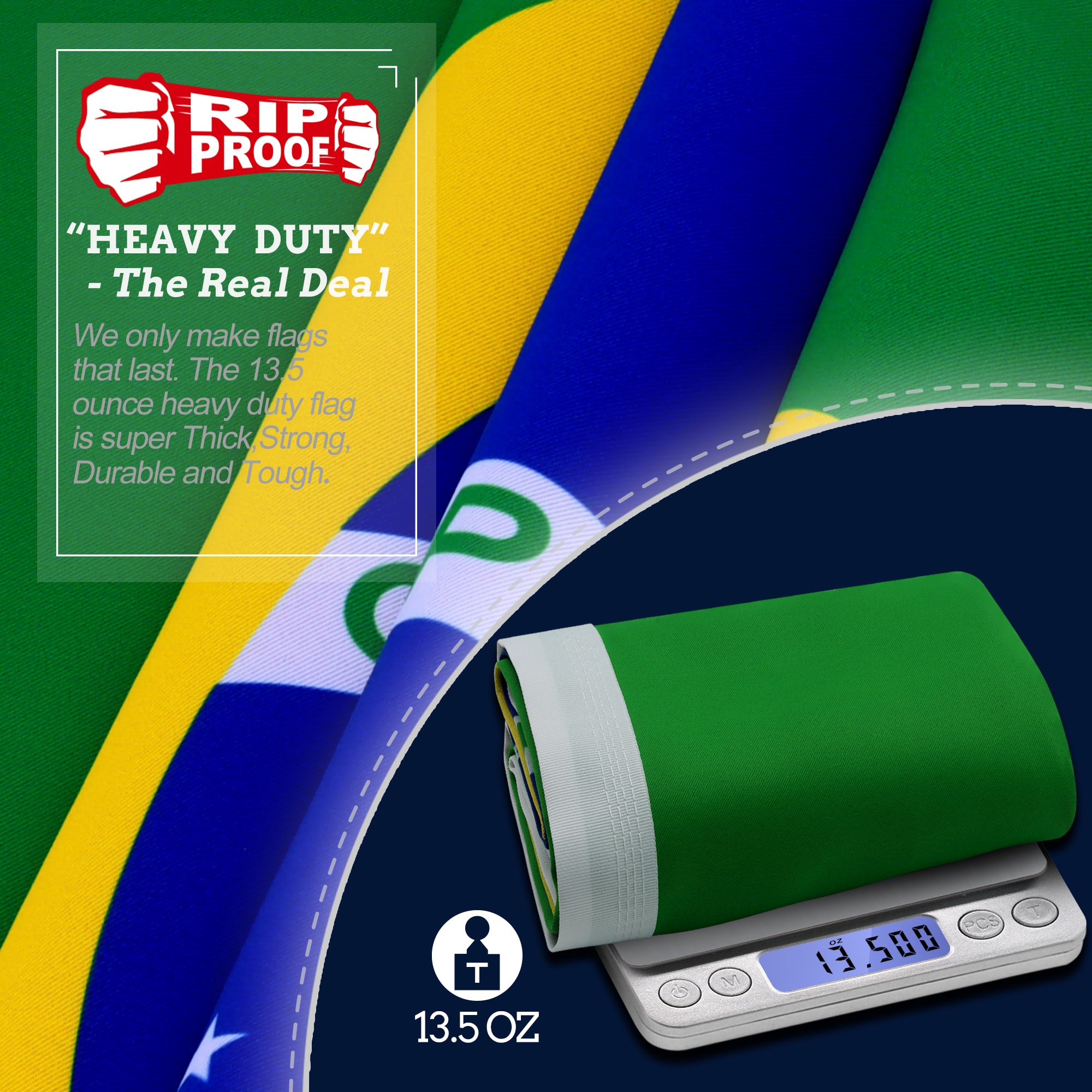 Rip-Proof Double-Sided 3x5 Foot Brazil Flag with Grommets