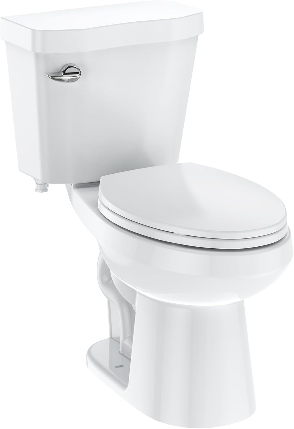 Qeetex DHZ-PHO-1099RSYI Two Piece Toilet Elongated Toilets for Bathrooms Soft Close Seat 1.28 Siphonic Flush With Universal Height ADA Cotton White