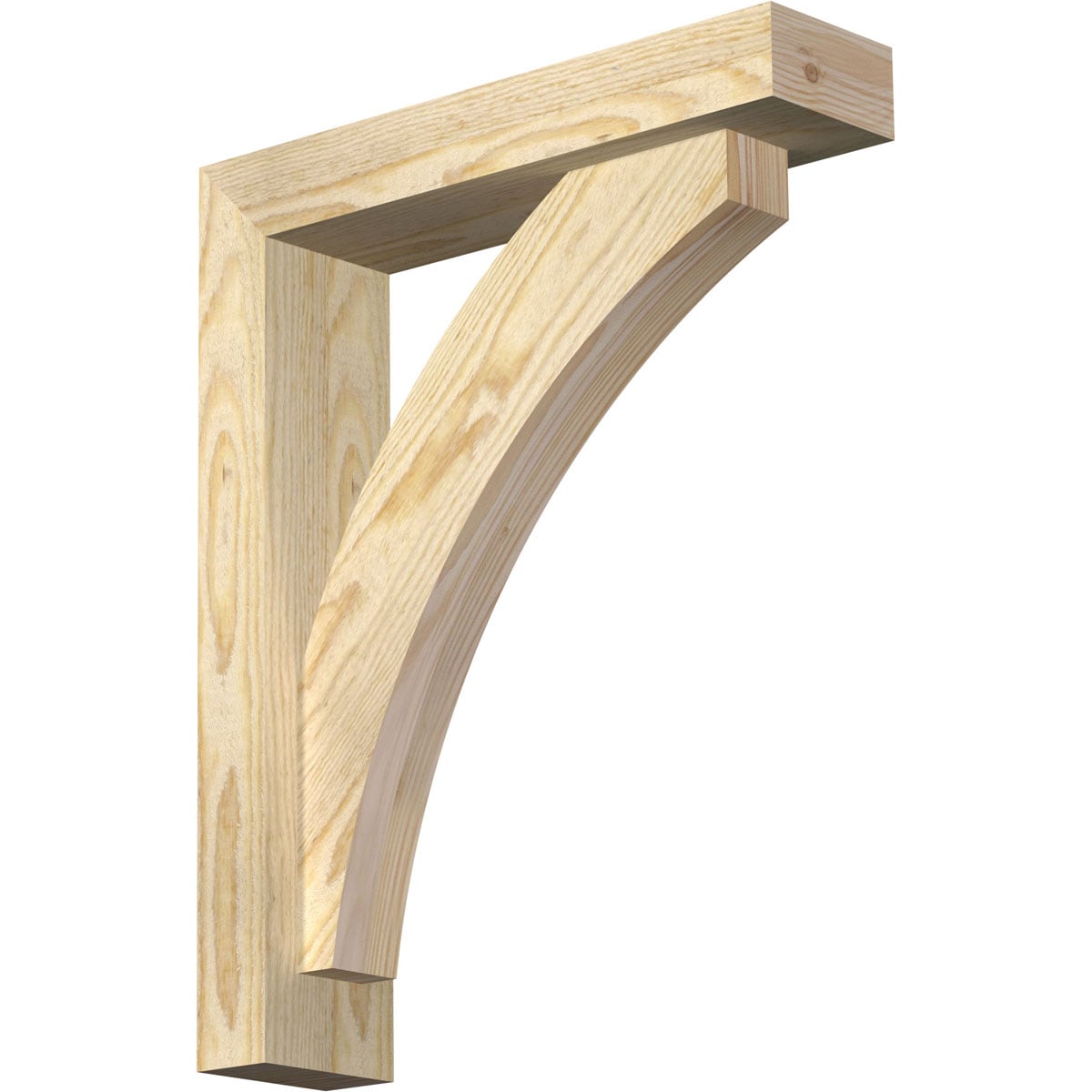 Ekena Millwork 1464009 Thorton Block Rough Sawn Bracket with Offset Brace 4-in x 16-in x 20-in Douglas fir Brown Wood Standard bracket
