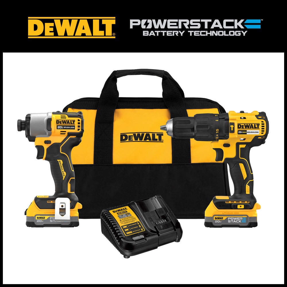 Dynamiek Marine comfort DEWALT 20V MAX Brushless Cordless Hammer Drill/Driver and Impact Driver  Combo Kit with DEWALT POWERSTACK Compact Batteries in the Power Tool Combo  Kits department at Lowes.com
