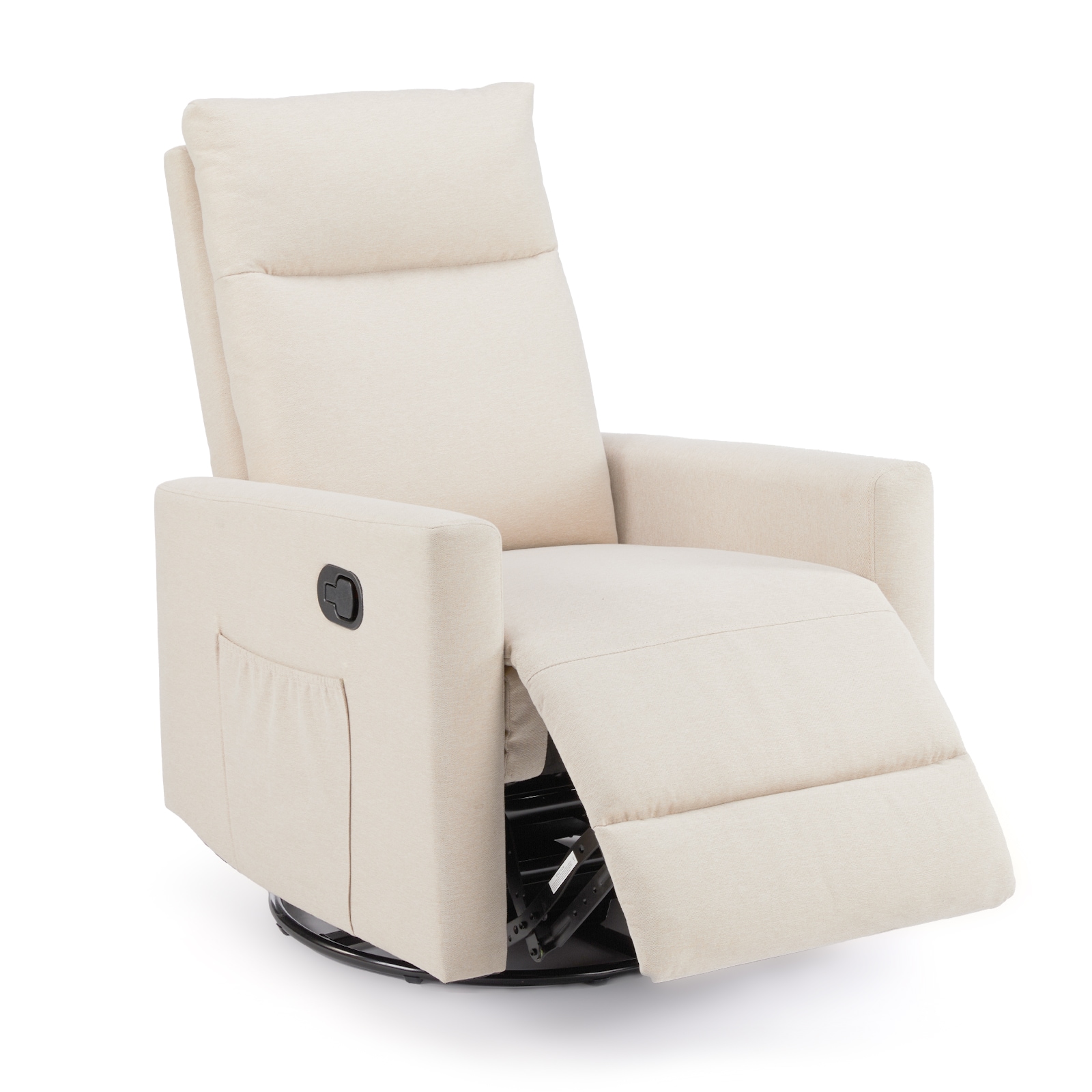 Flynama L-P164747 Beige Linen Upholstered Swivel Recliner