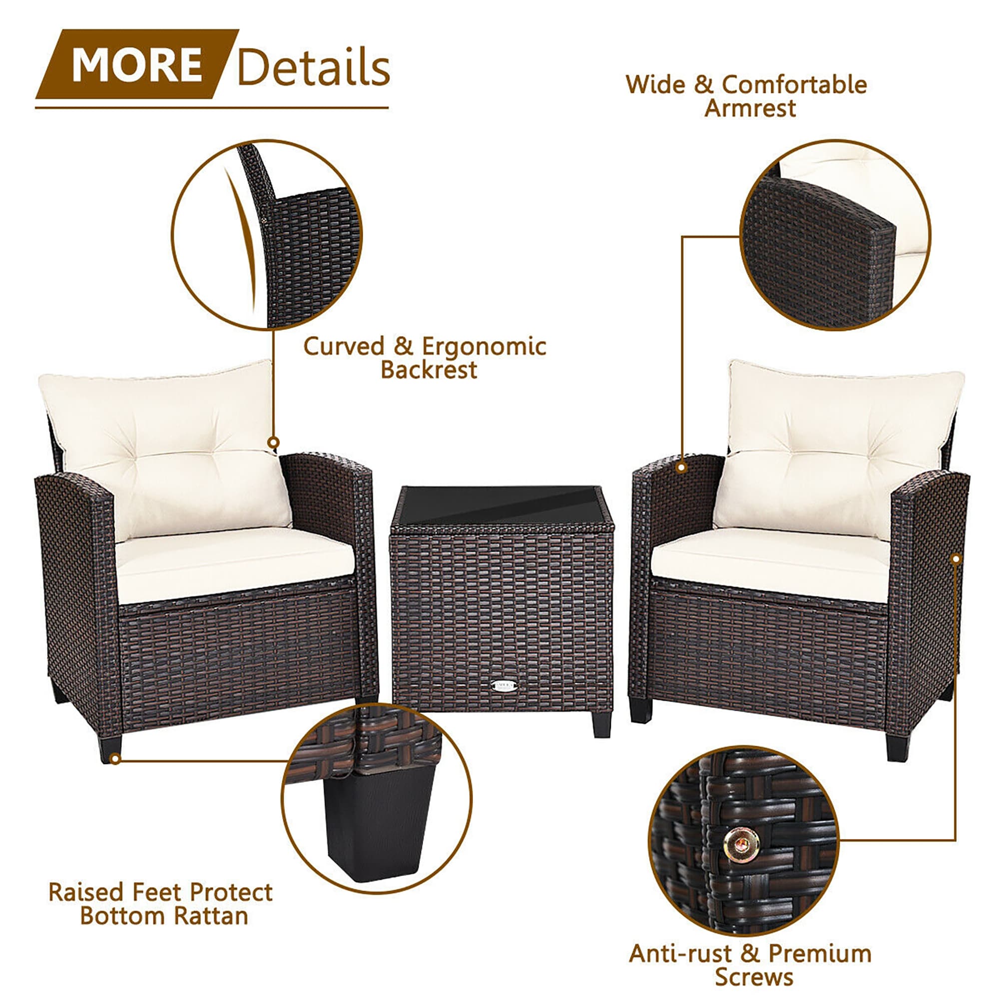 Forclover ALSM-A17WH Patio-Conversation-Sets - View #6
