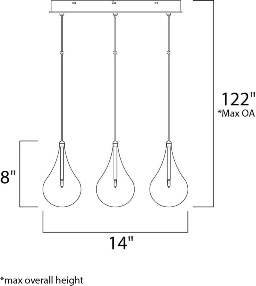 Polished Chrome 9-Light Clear Glass Teardrop Pendant