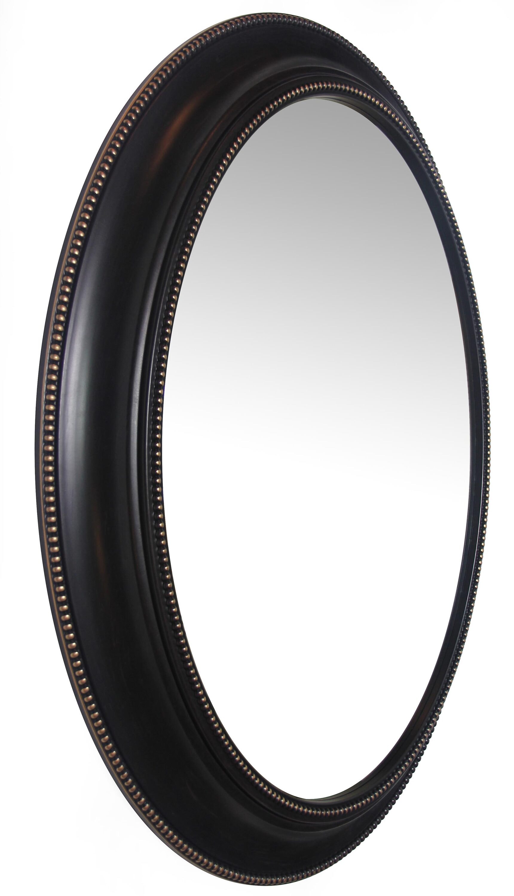 Antique Gold Beaded 34" Oval Wall Mirror