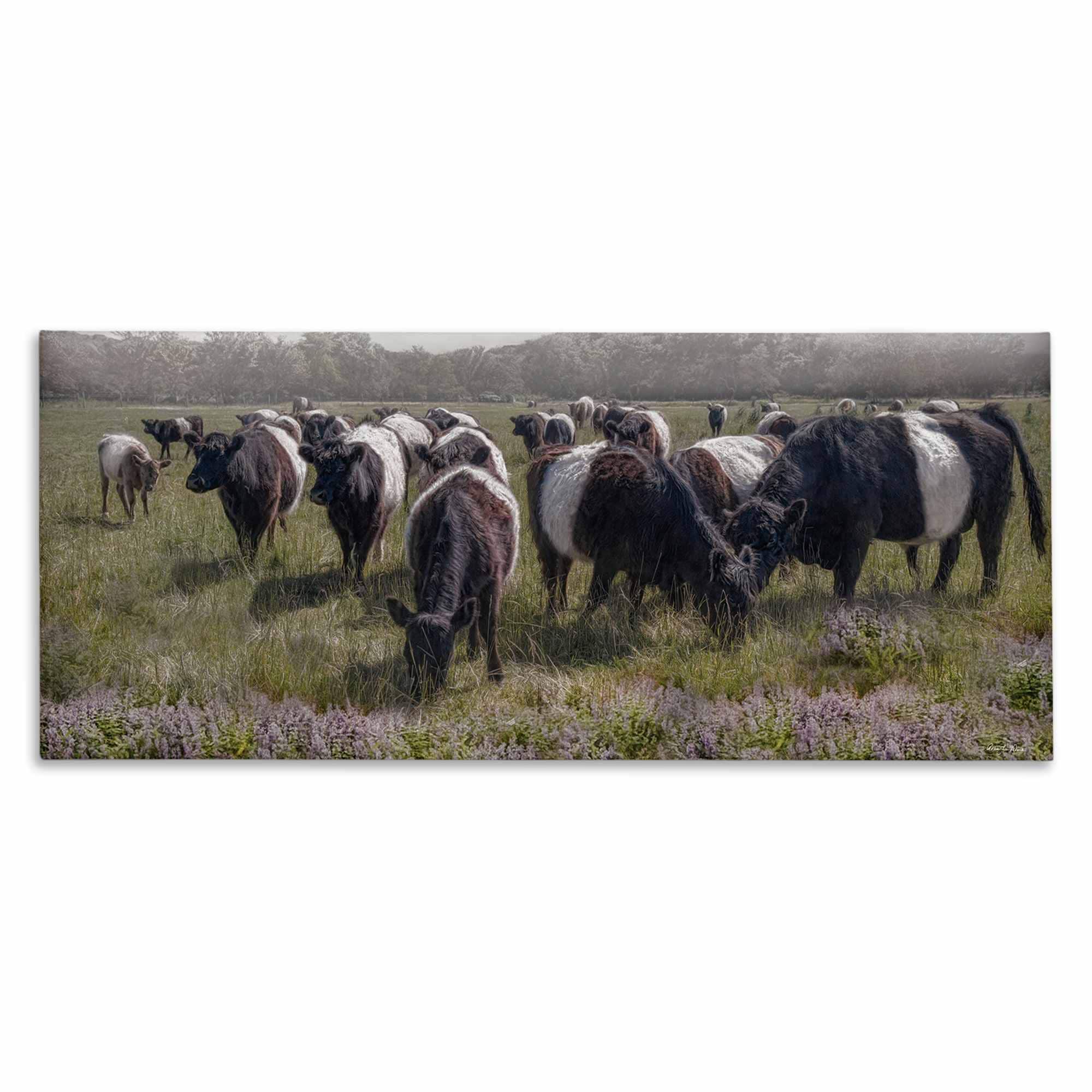 Stupell Industries BS-675-CN-10X24 Black Cows Grazing in Pasture Canvas design by Robin-Lee Viera