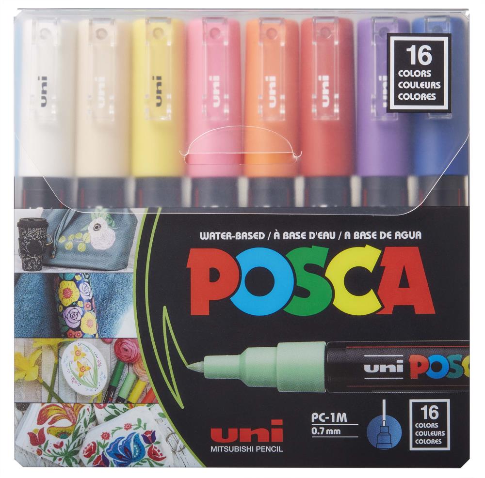 Uni Posca PC-1MR Black Colour Paint Marker Pens Ultra Fine 0.7mm (Pack Of 3)