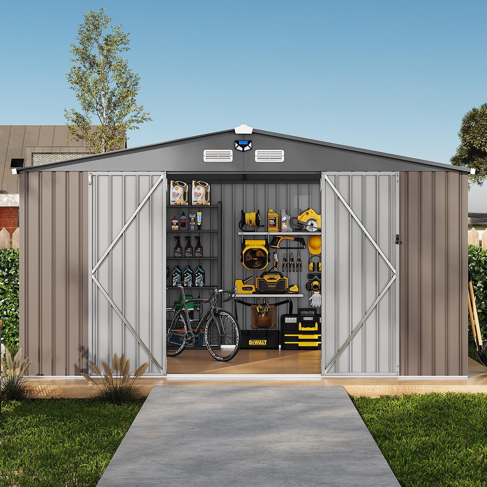Garvee - 10-ft x 12-ft Outdoor Storage Shed Galvanized steel Metal Storage Shed