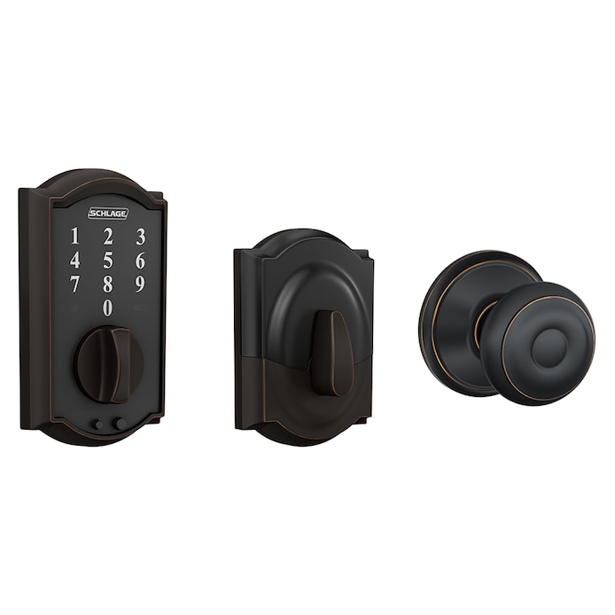 Camelot Satin Nickel Touch Electronic Door Lock Deadbolt and Georgian Knob Camelot Satin Nickel Touch Electronic Door Lock Deadbolt and Georgian Knob
