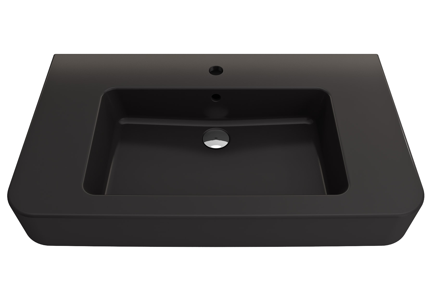 BOCCHI 1124-004-0126 Fire clay Wall-mount Rectangular Modern Matte Black Bathroom Sink ( 33.5-Inches x 19.75-Inches )