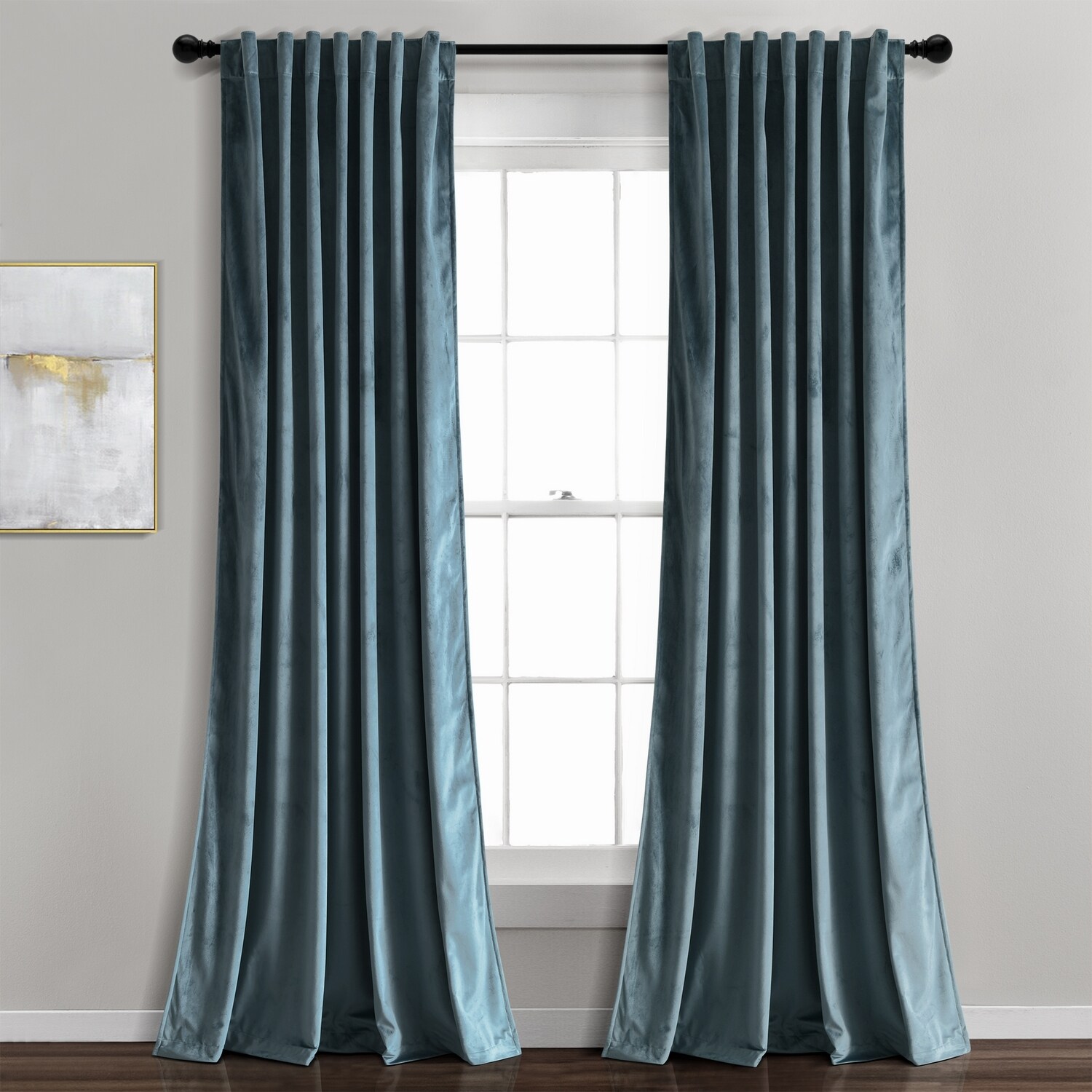Lush Decor 21T012480 84-in SlateBlue Light filtering Back tab/Pinch pleat/Rod pocket Curtain panel pair