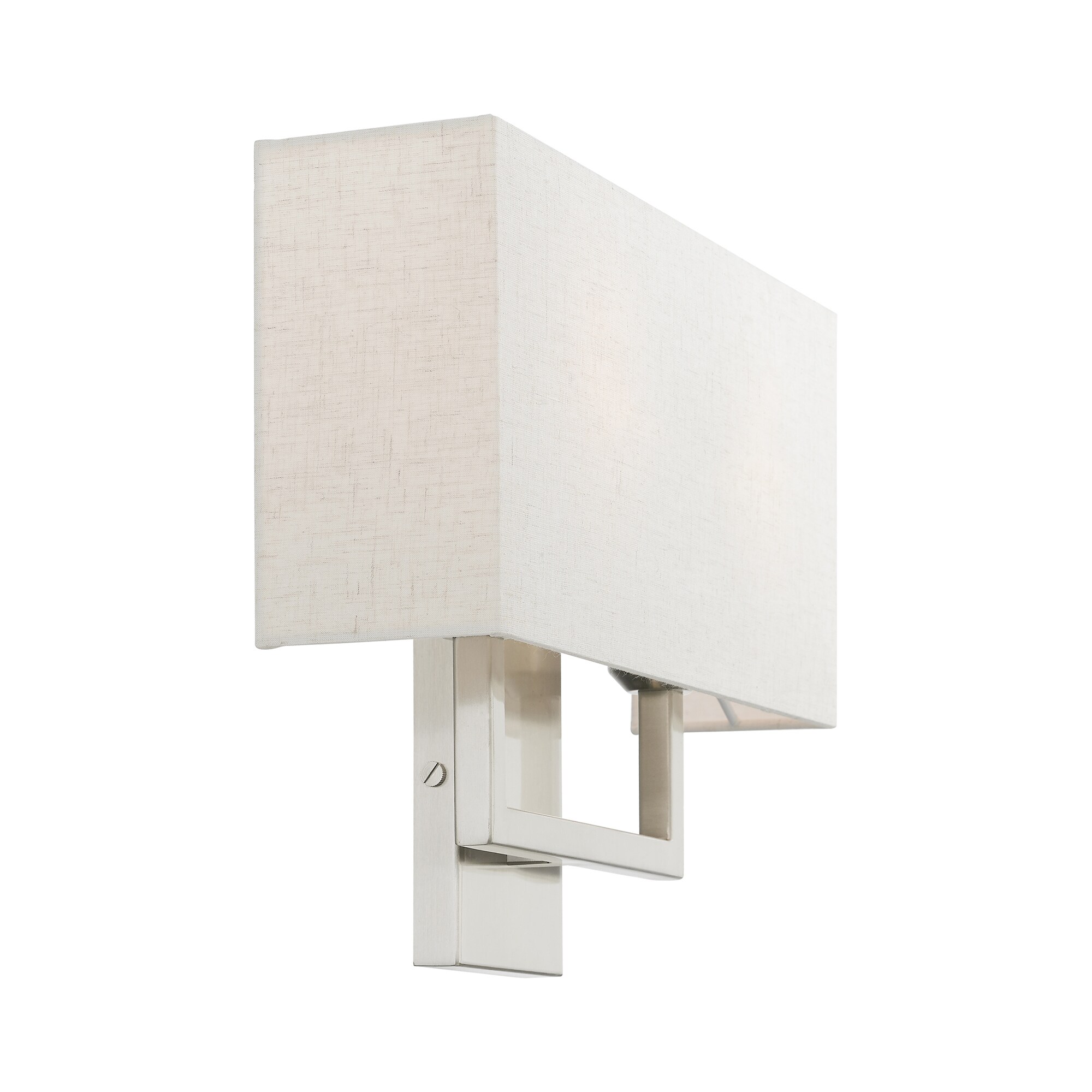 Brushed Nickel 2-Light Wall Sconce with Oatmeal Fabric Shade