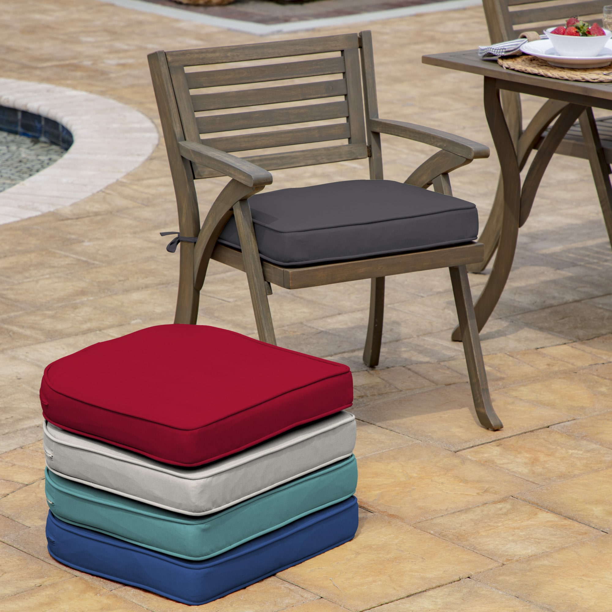 Arden Selections ProFoam 19-in x 20-in Slate Grey Patio Chair Cushion ...