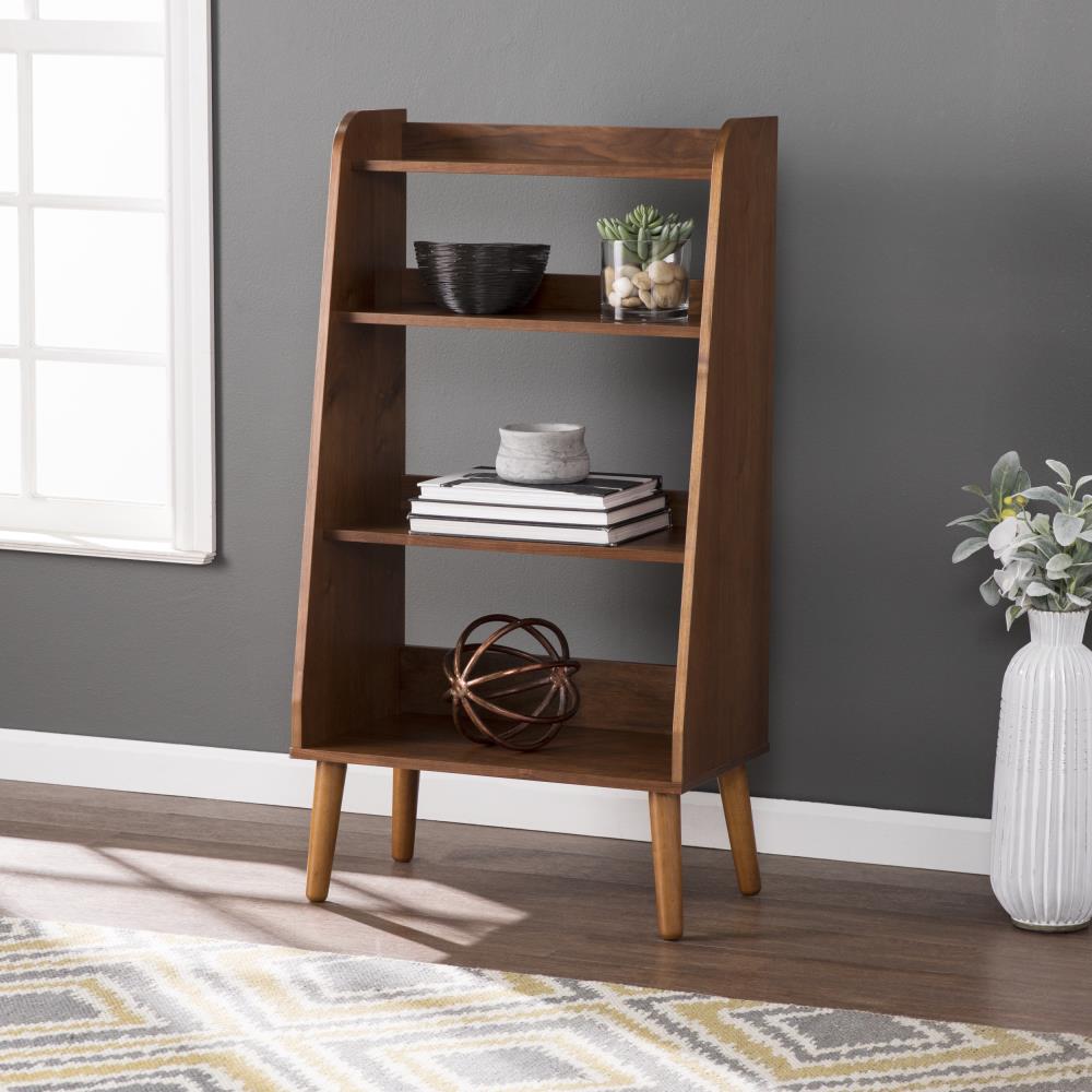 Farmhouse Four-Shelf Corner Bookcase - Walnut