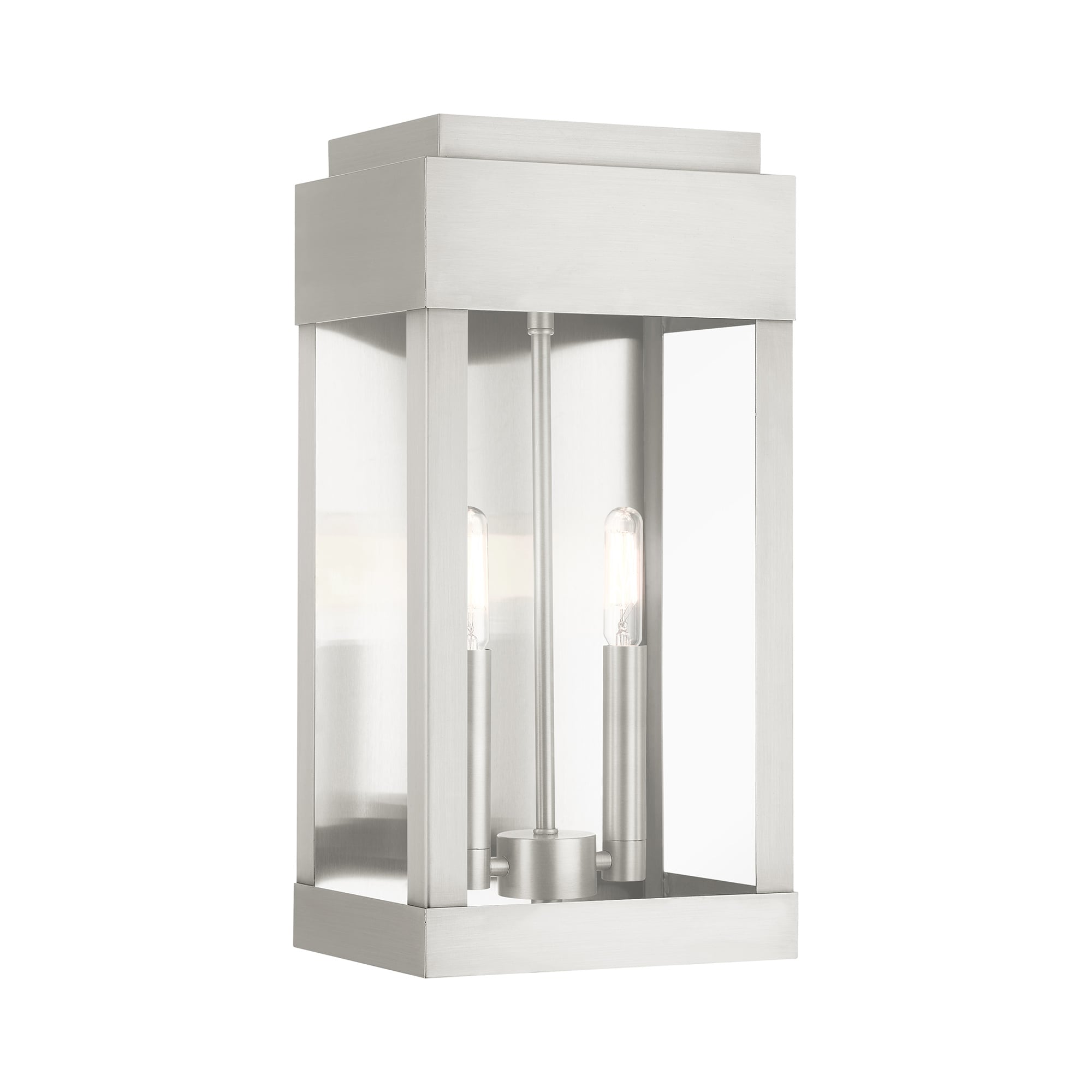 York 16" Brushed Nickel Outdoor Wall Lantern Sconce