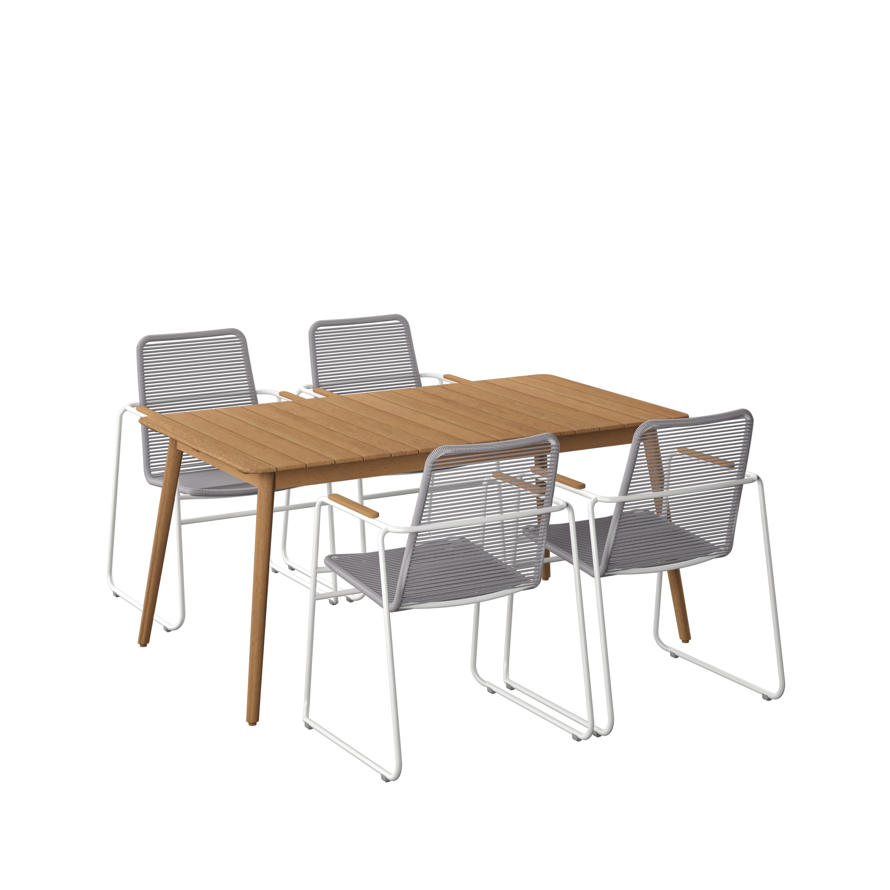 Amazonia 5 -Piece wood Patio Dining Set Wood Rectangle Table with 4 Gray Stationary and Motion Chairs
