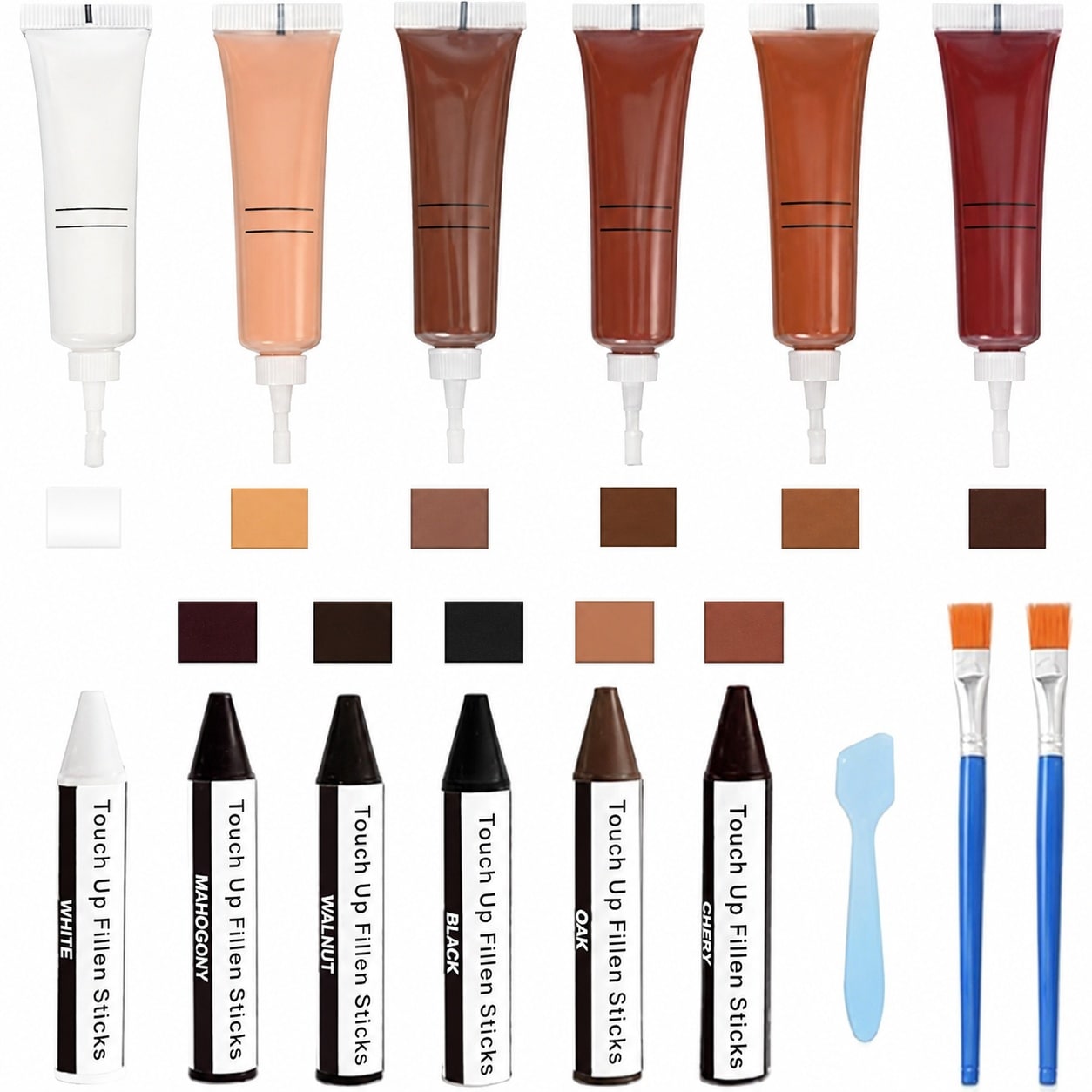 Phyfalip Wood Filler and Wax Fill Sticks Kit 12 Color Kit for Furniture Repair Scratch Cover Restore Cracks Holes Doors Floors Tables Cabinets #LPF0526P095