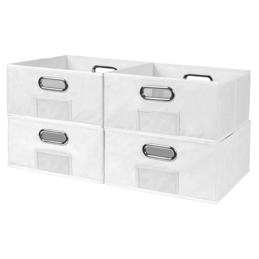 Niche HTOTE064PKWH Cubo 12-in W x 6-in H x 12-in D White Fabric Collapsible Stackable Bin
