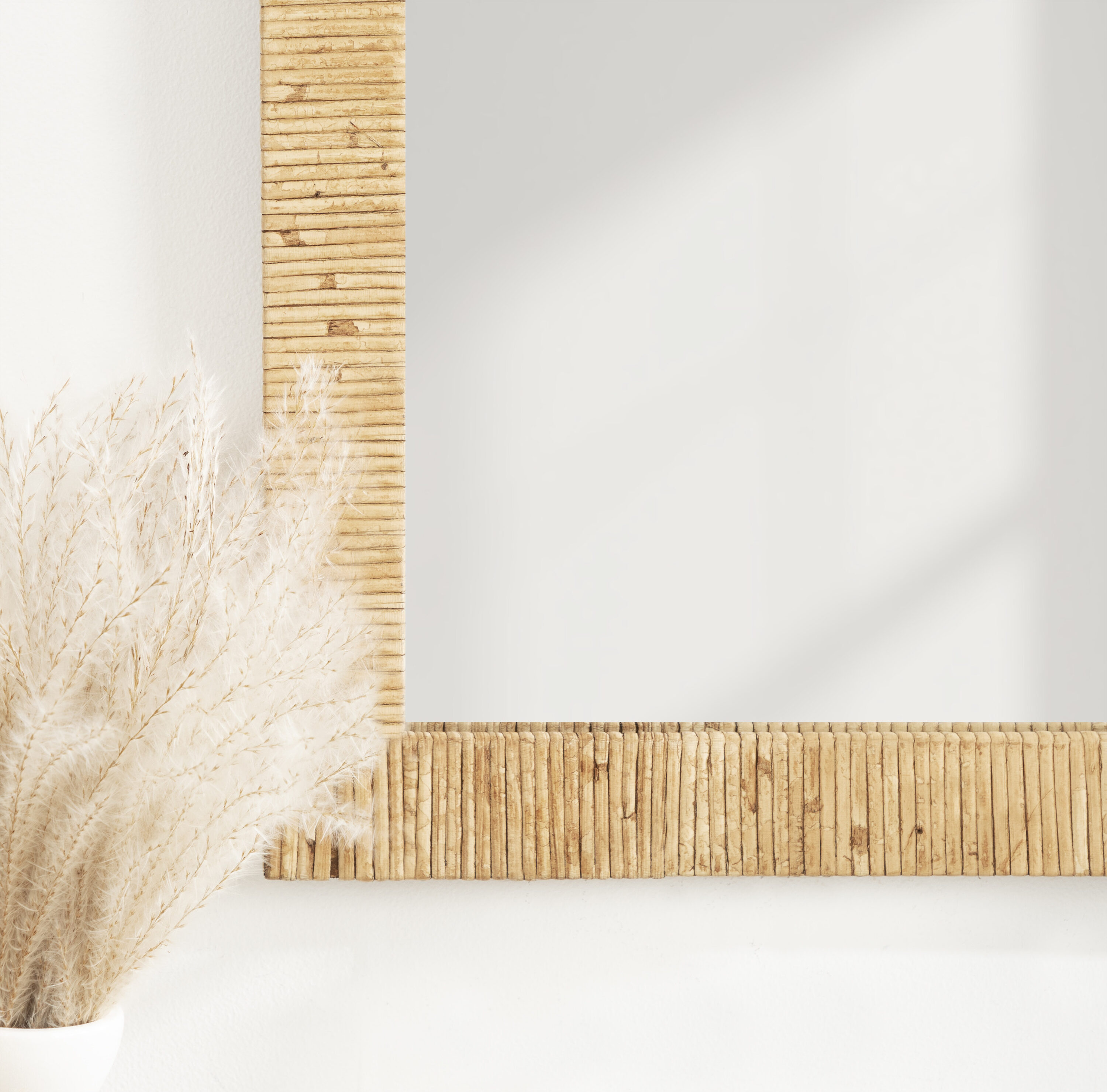 Natural Wood Boho Arch Rattan Wall Mirror, 28 x 32